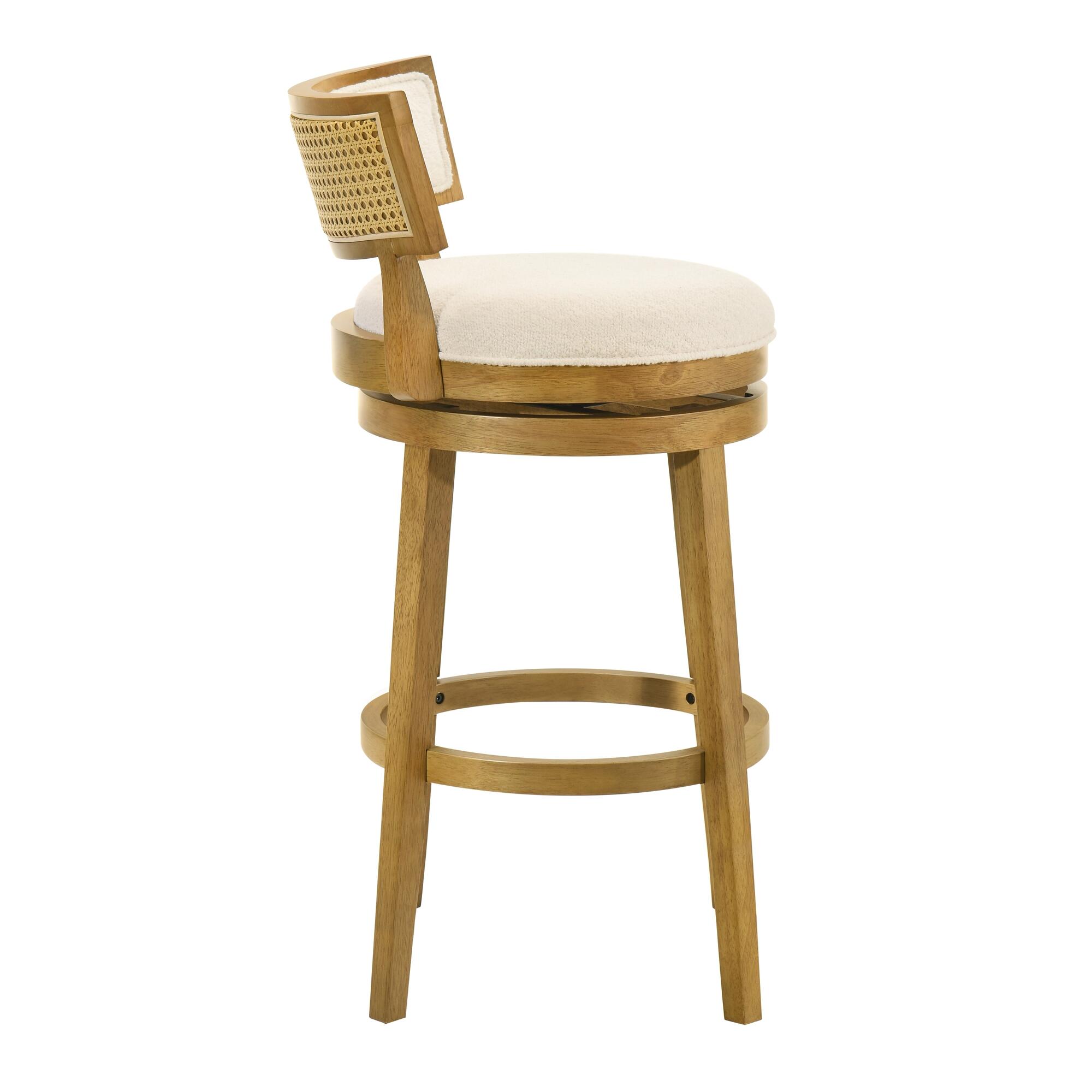 Armen Living Noely Bar Height Bar Stool, White/Amber Glow, large