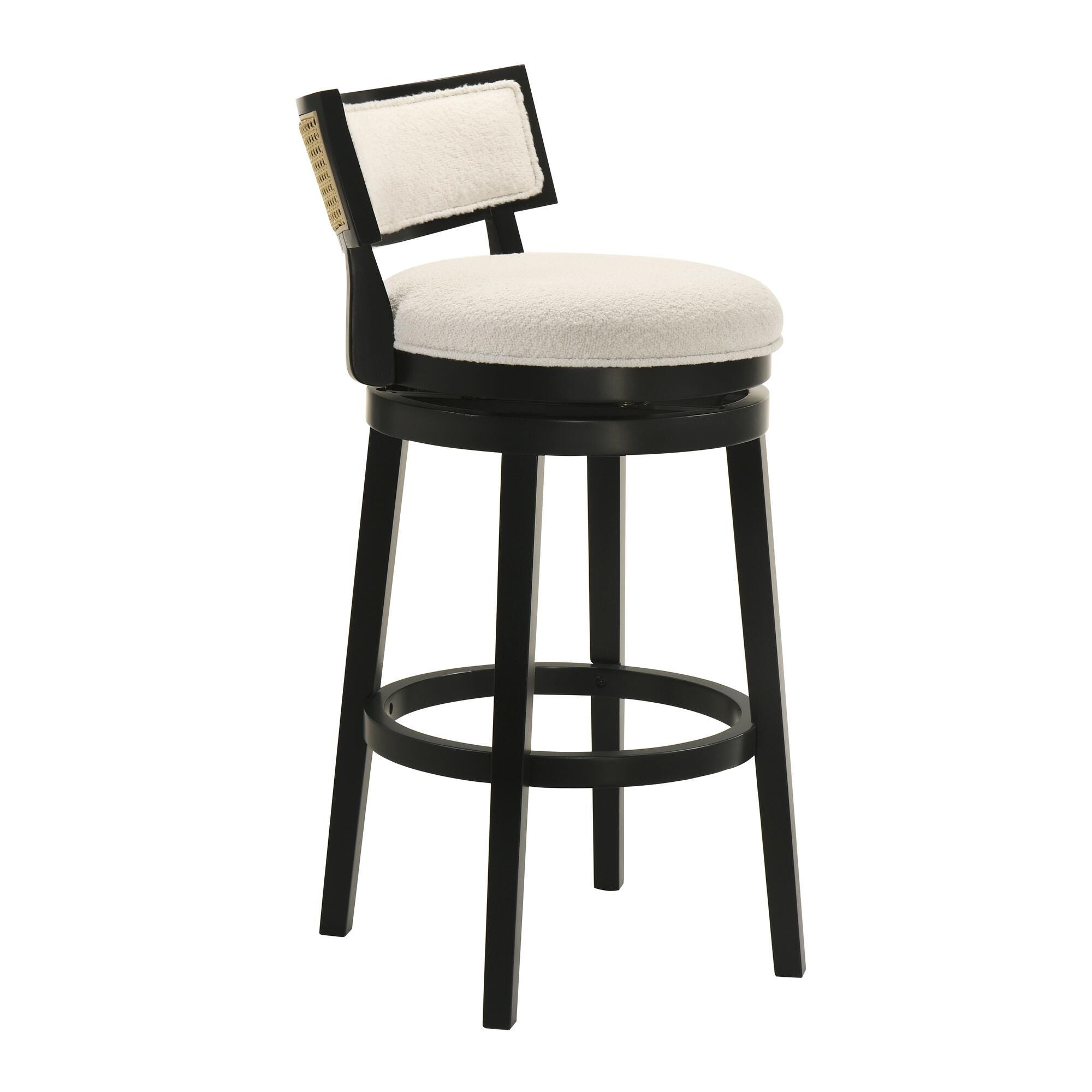 Armen Living Noely Bar Height Bar Stool, White/Black, large
