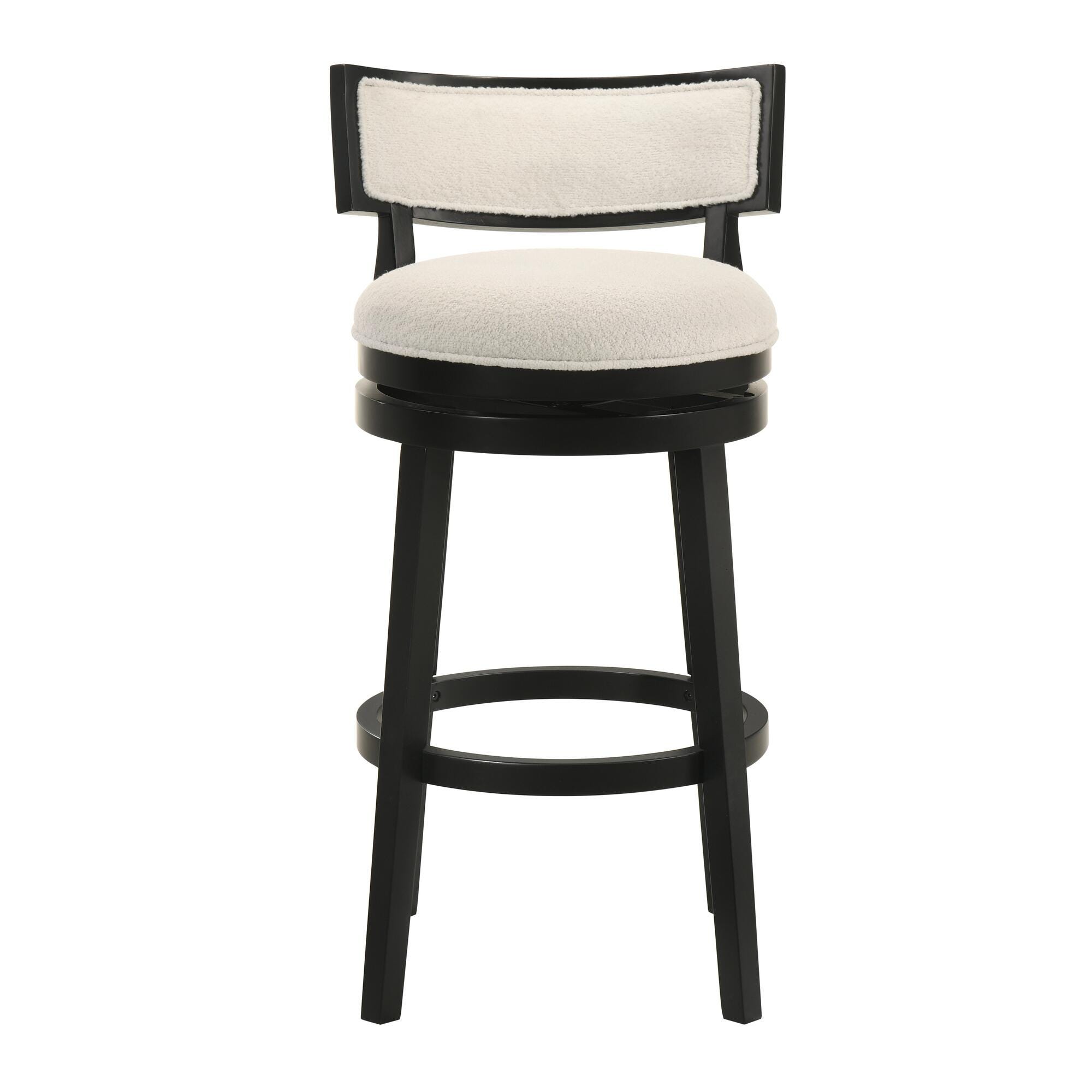 Armen Living Noely Bar Height Bar Stool, White/Black, large
