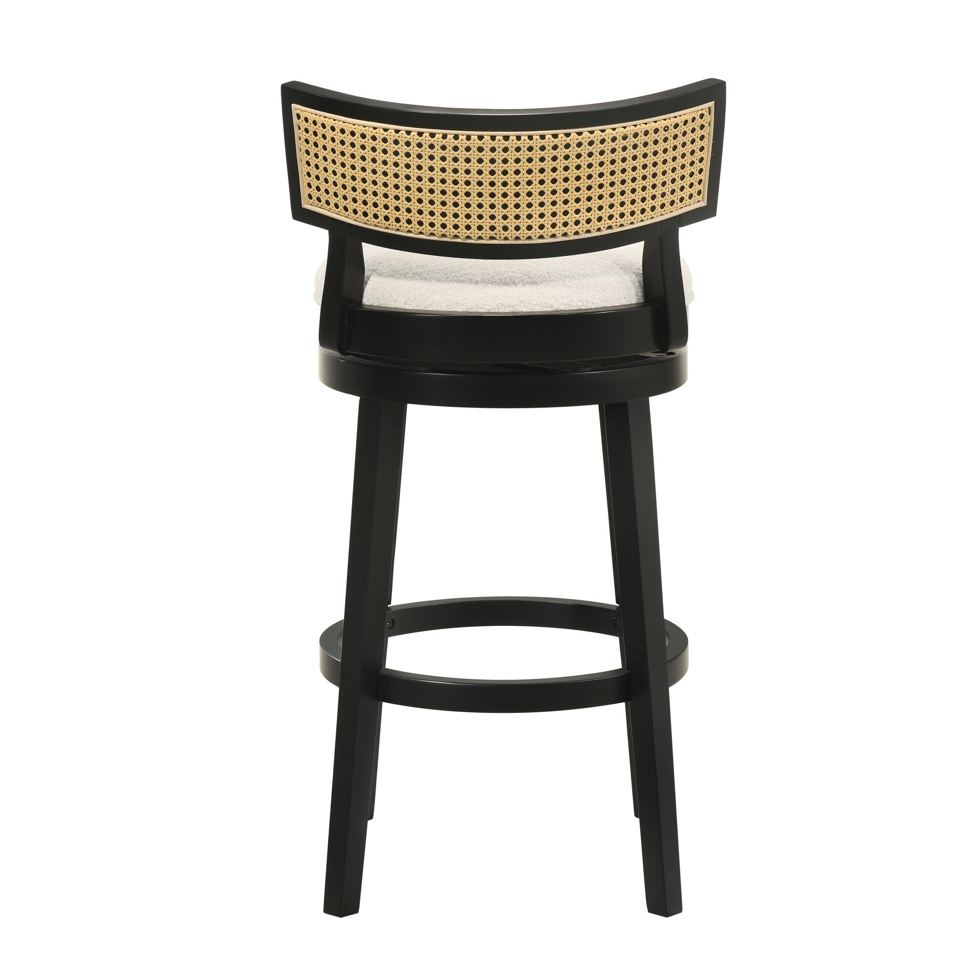 Armen Living Noely Bar Height Bar Stool, White/Black, large