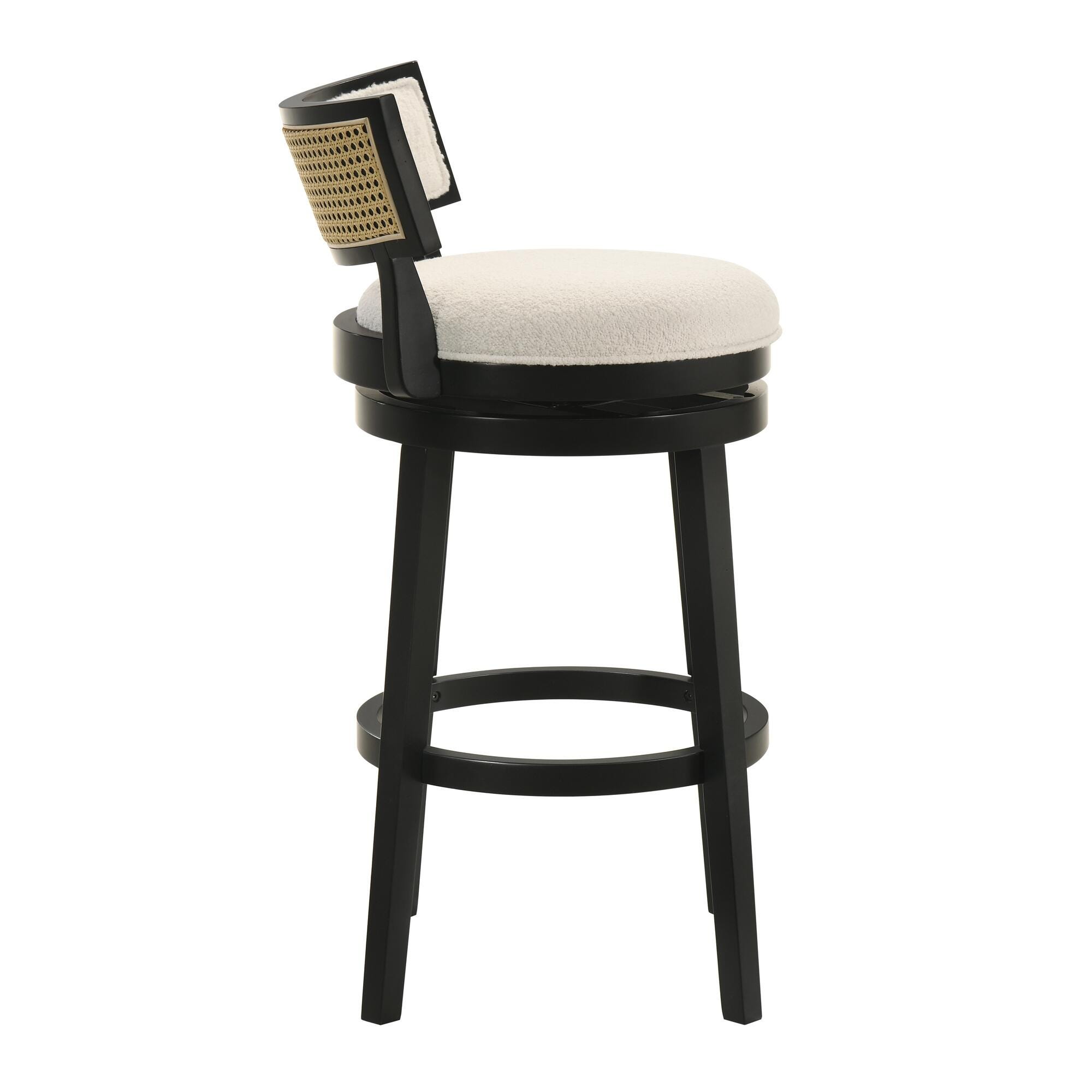 Armen Living Noely Bar Height Bar Stool, White/Black, large