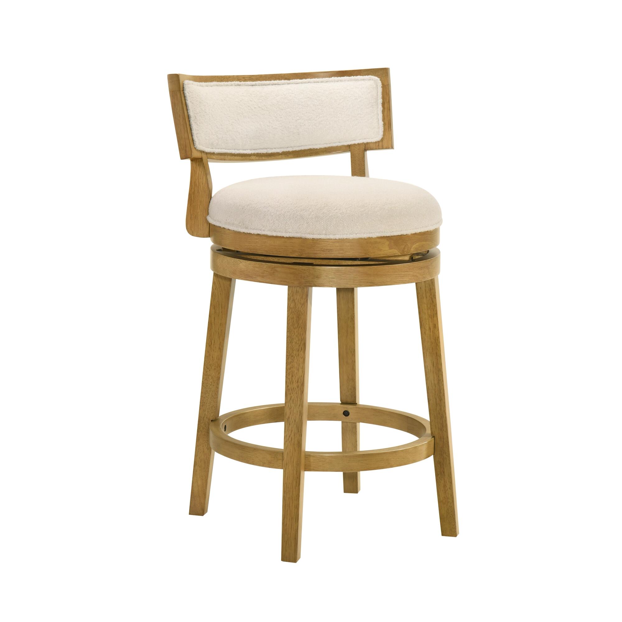 Armen Living Noely Counter Height Bar Stool, White/Amber Glow, large