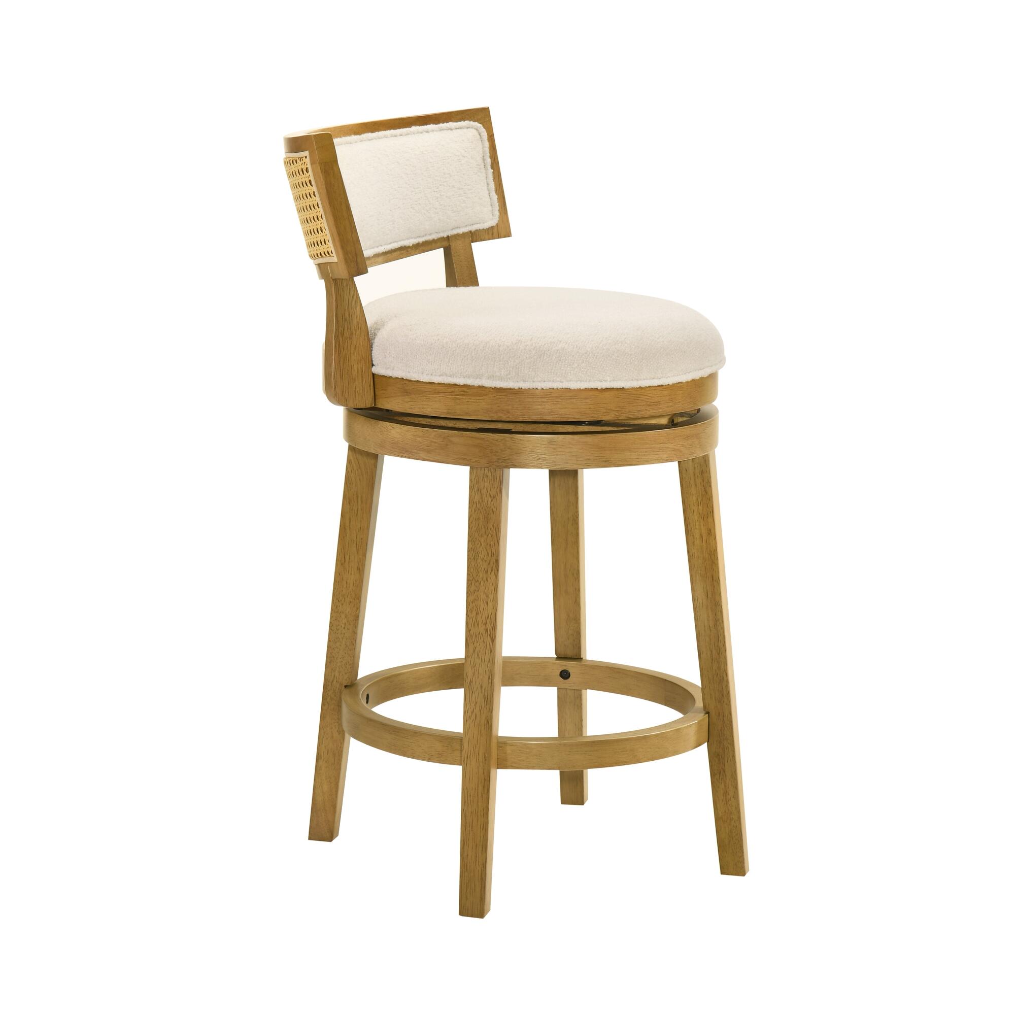 Armen Living Noely Counter Height Bar Stool, White/Amber Glow, large