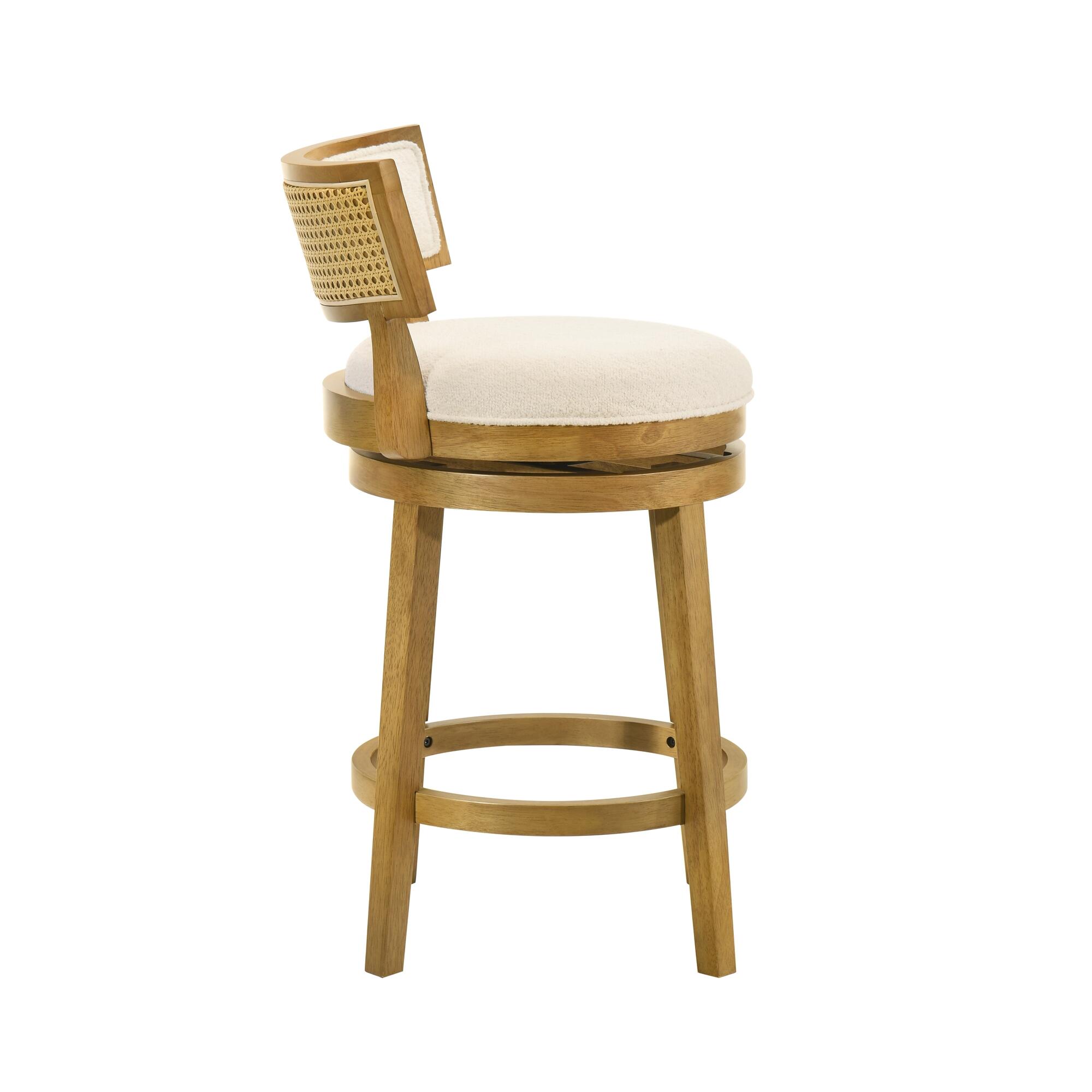 Armen Living Noely Counter Height Bar Stool, White/Amber Glow, large