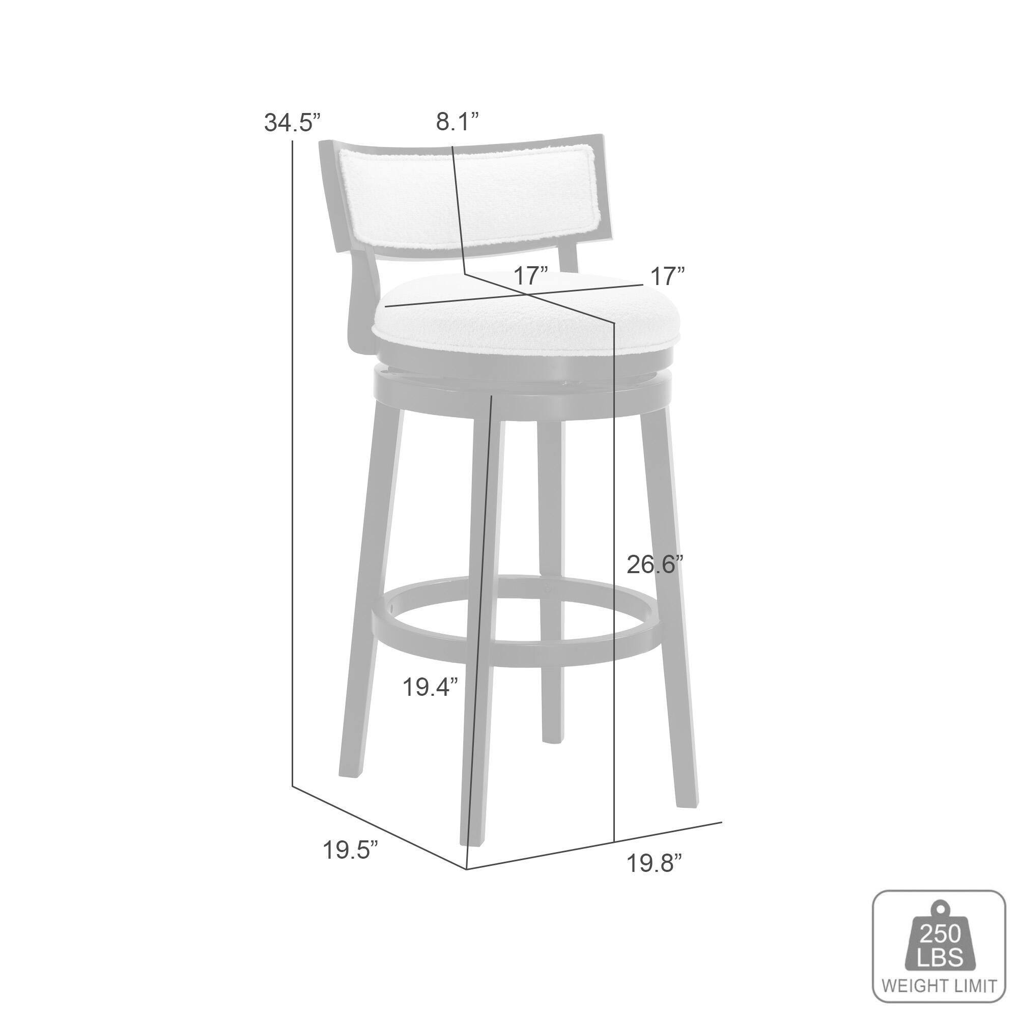 Armen Living Noely Counter Height Bar Stool, White/Black, large
