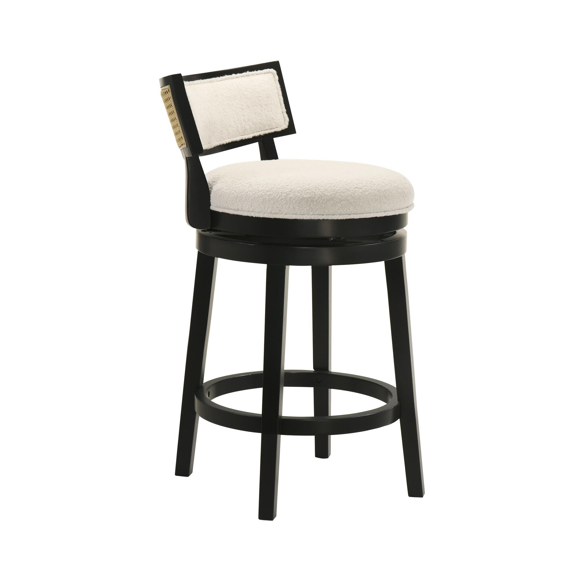 Armen Living Noely Counter Height Bar Stool, White/Black, large