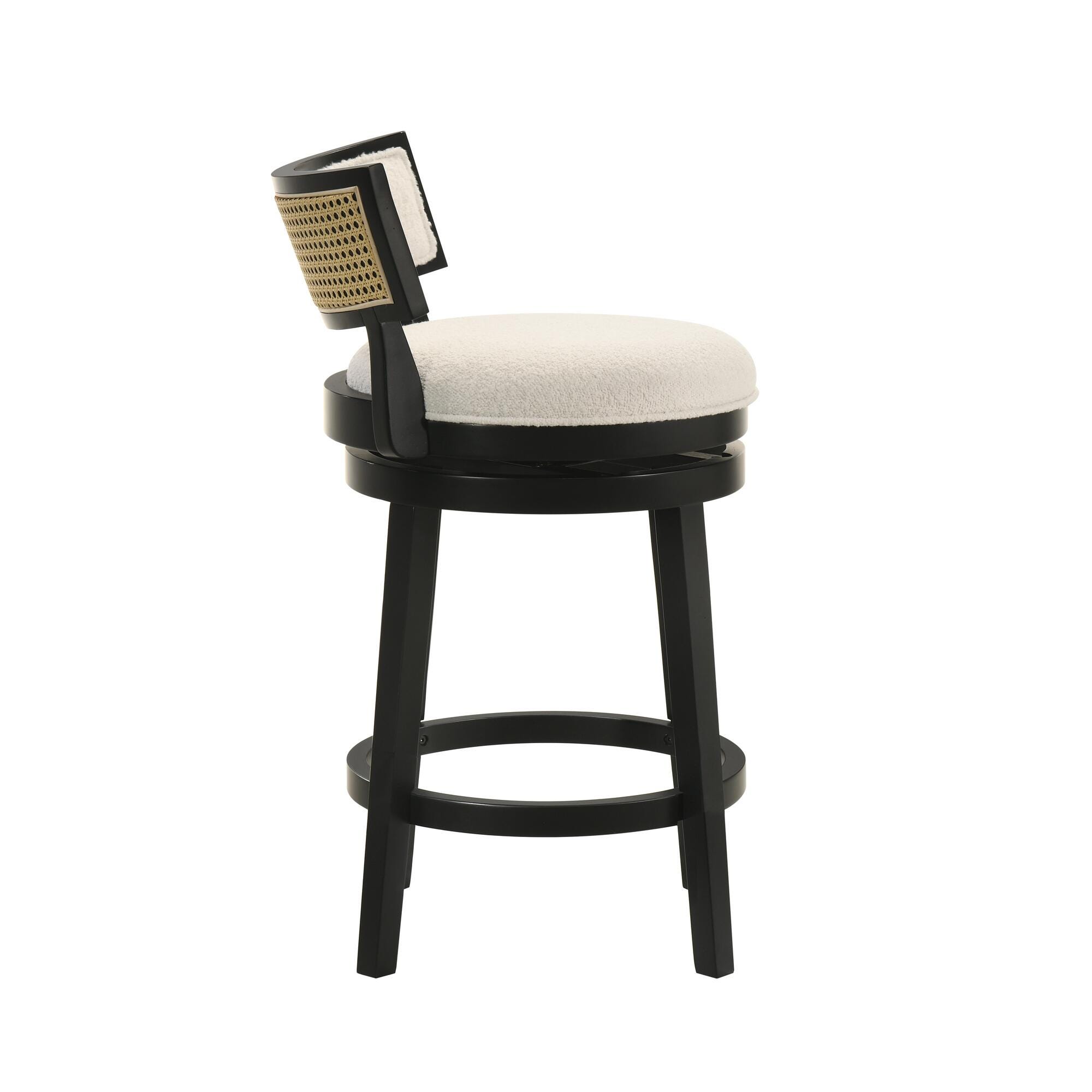 Armen Living Noely Counter Height Bar Stool, White/Black, large