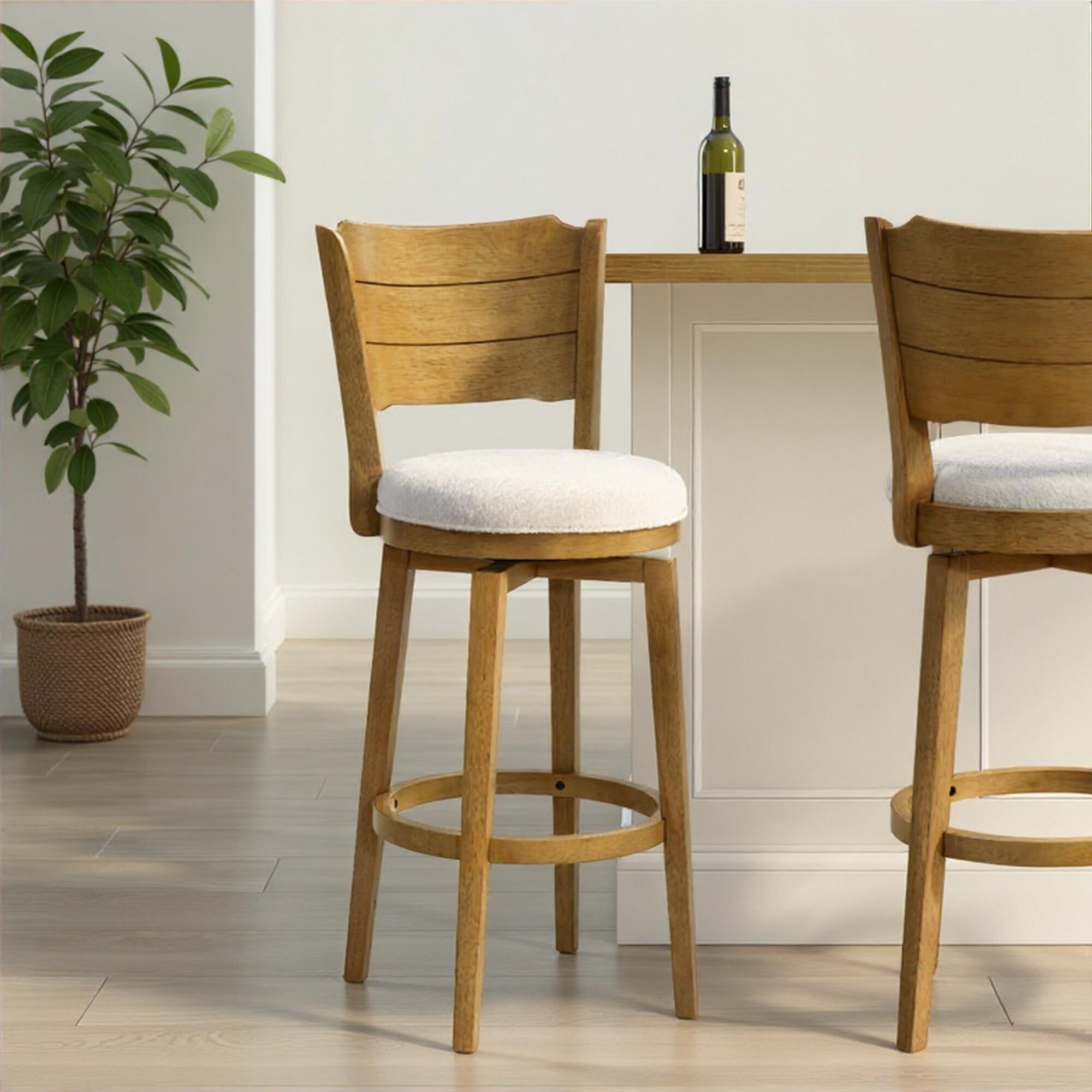 Armen Living Winsley Bar Height Bar Stool, White/Amber Glow, large