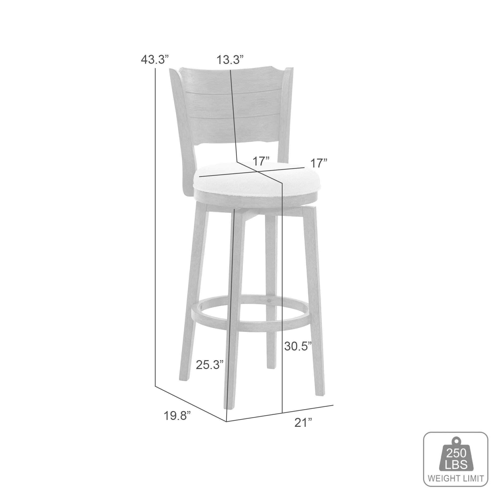 Armen Living Winsley Bar Height Bar Stool, White/Amber Glow, large