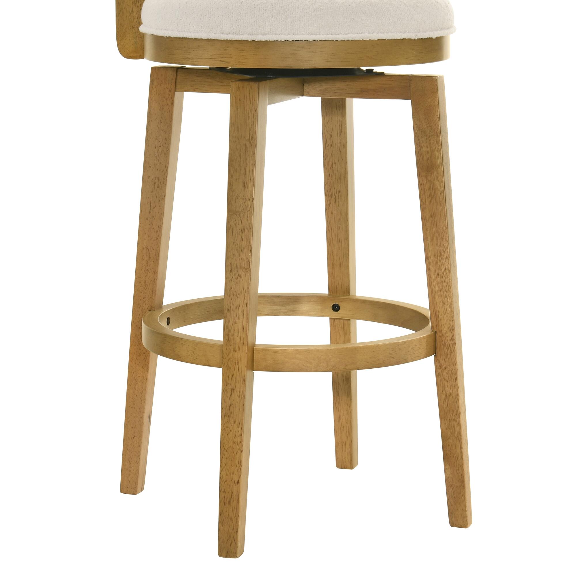 Armen Living Winsley Bar Height Bar Stool, White/Amber Glow, large