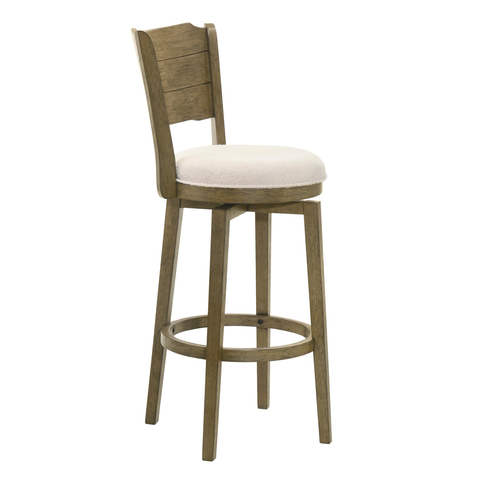 Armen Living Winsley Bar Height Bar Stool, White/Putty Brown, large