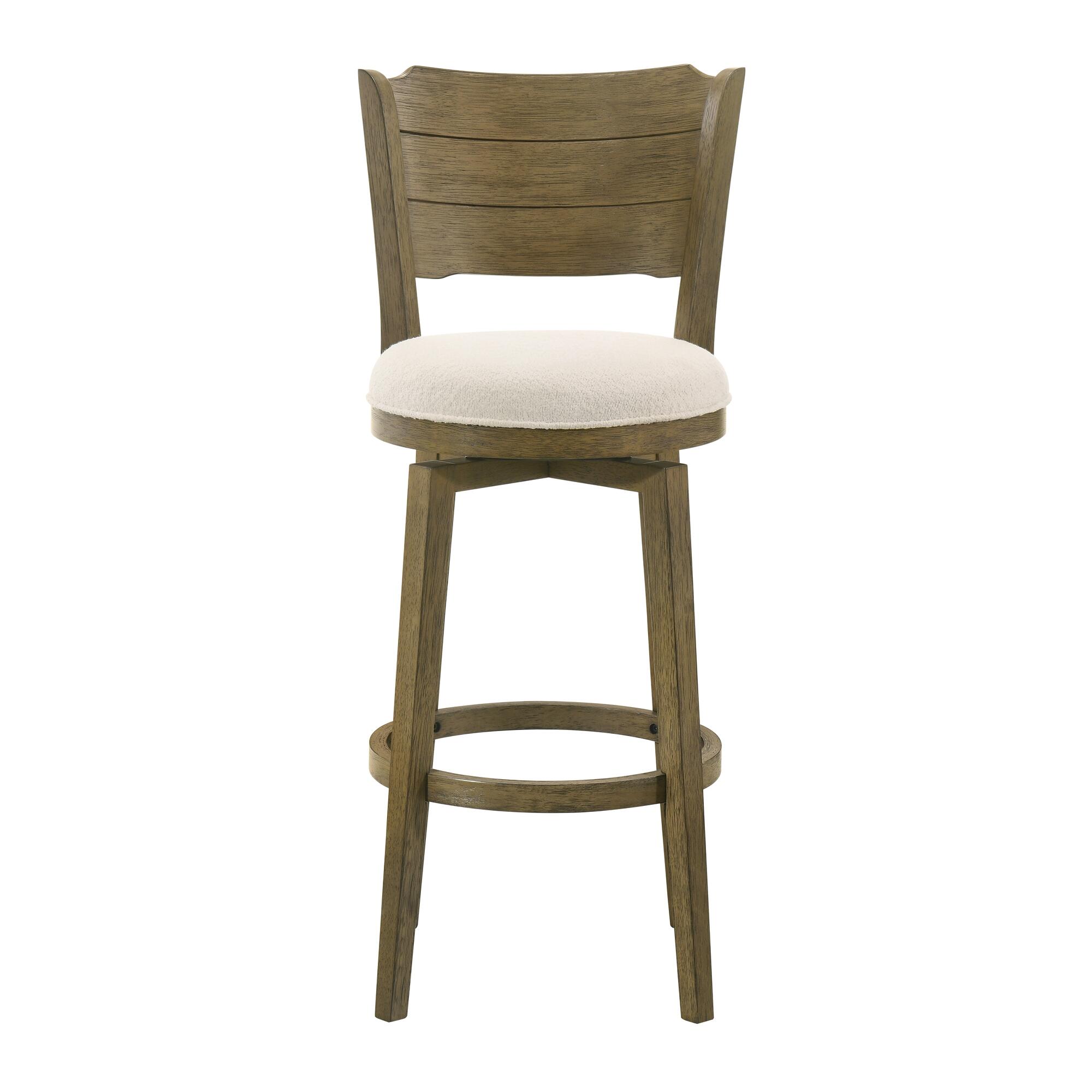 Armen Living Winsley Bar Height Bar Stool, White/Putty Brown, large