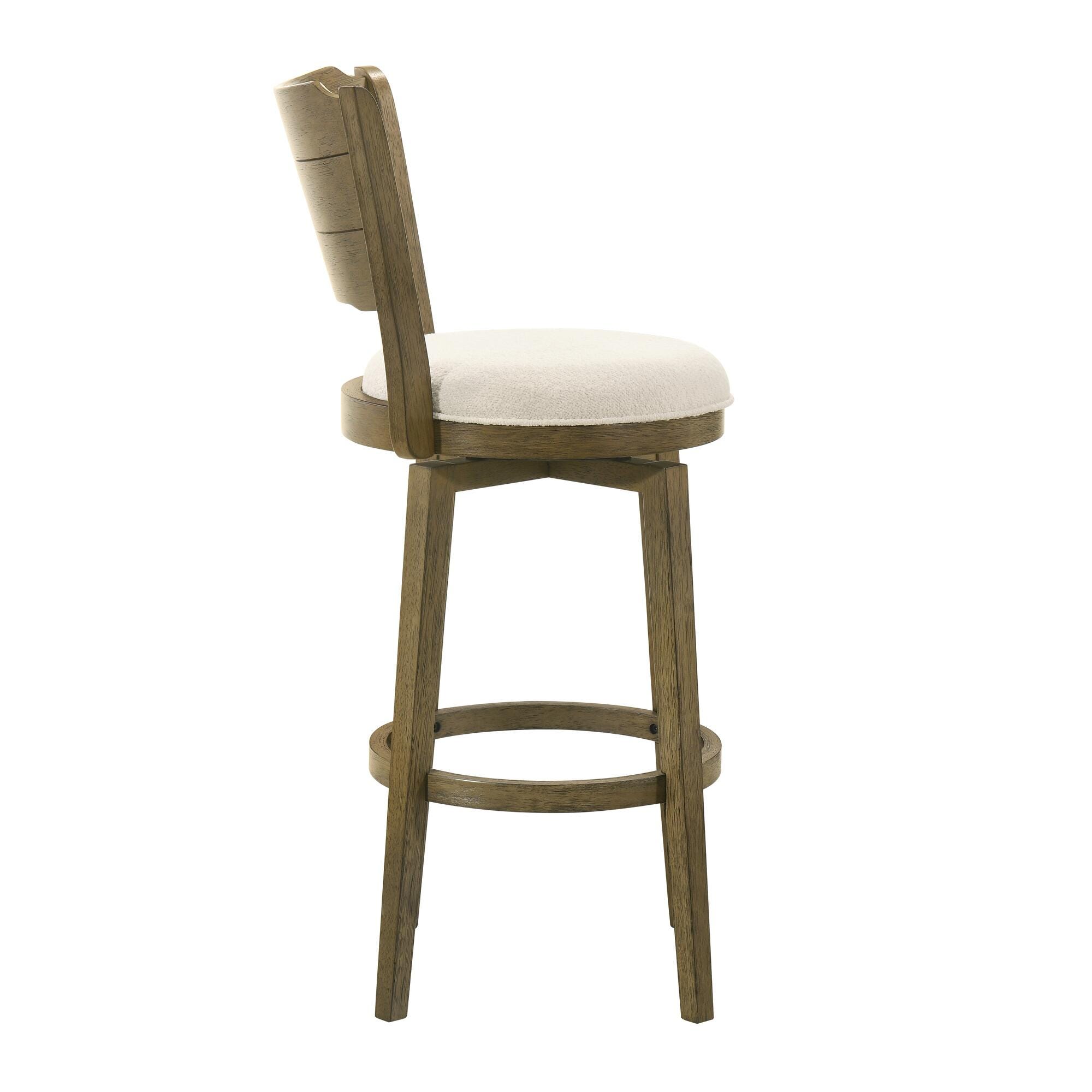 Armen Living Winsley Bar Height Bar Stool, White/Putty Brown, large