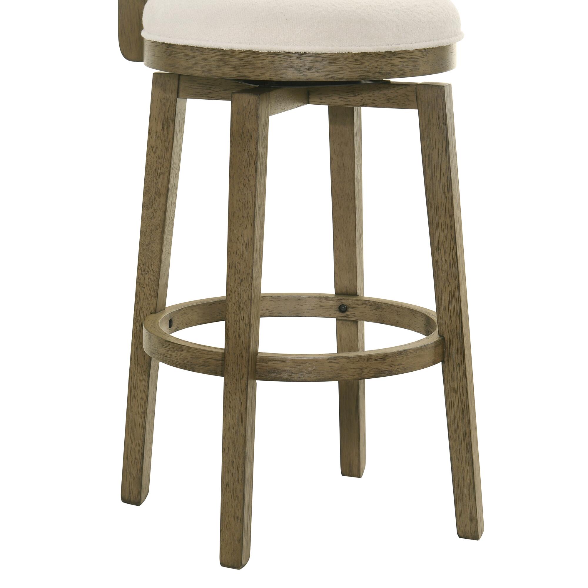 Armen Living Winsley Bar Height Bar Stool, White/Putty Brown, large