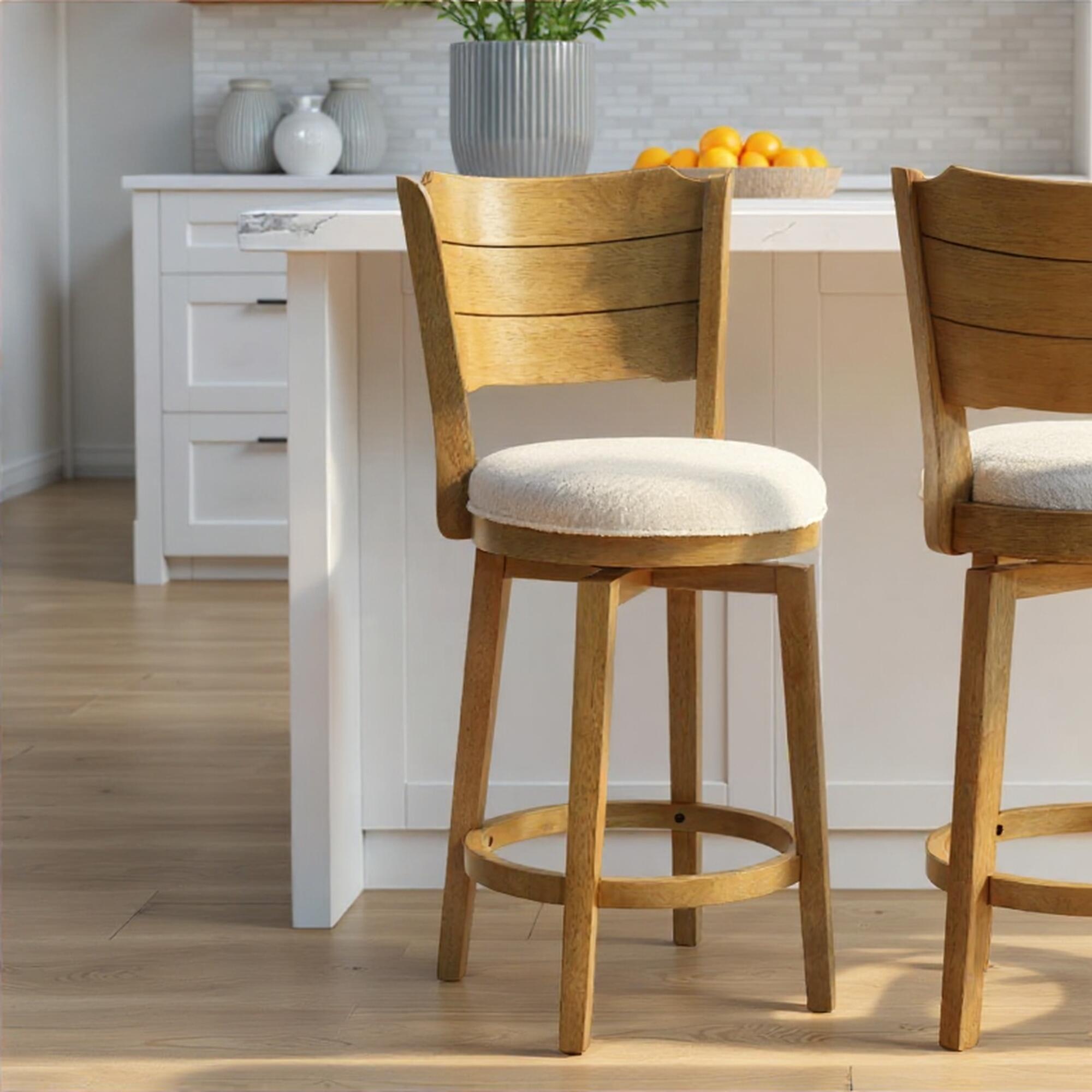 Armen Living Winsley Counter Height Bar Stool, White/Amber Glow, rollover