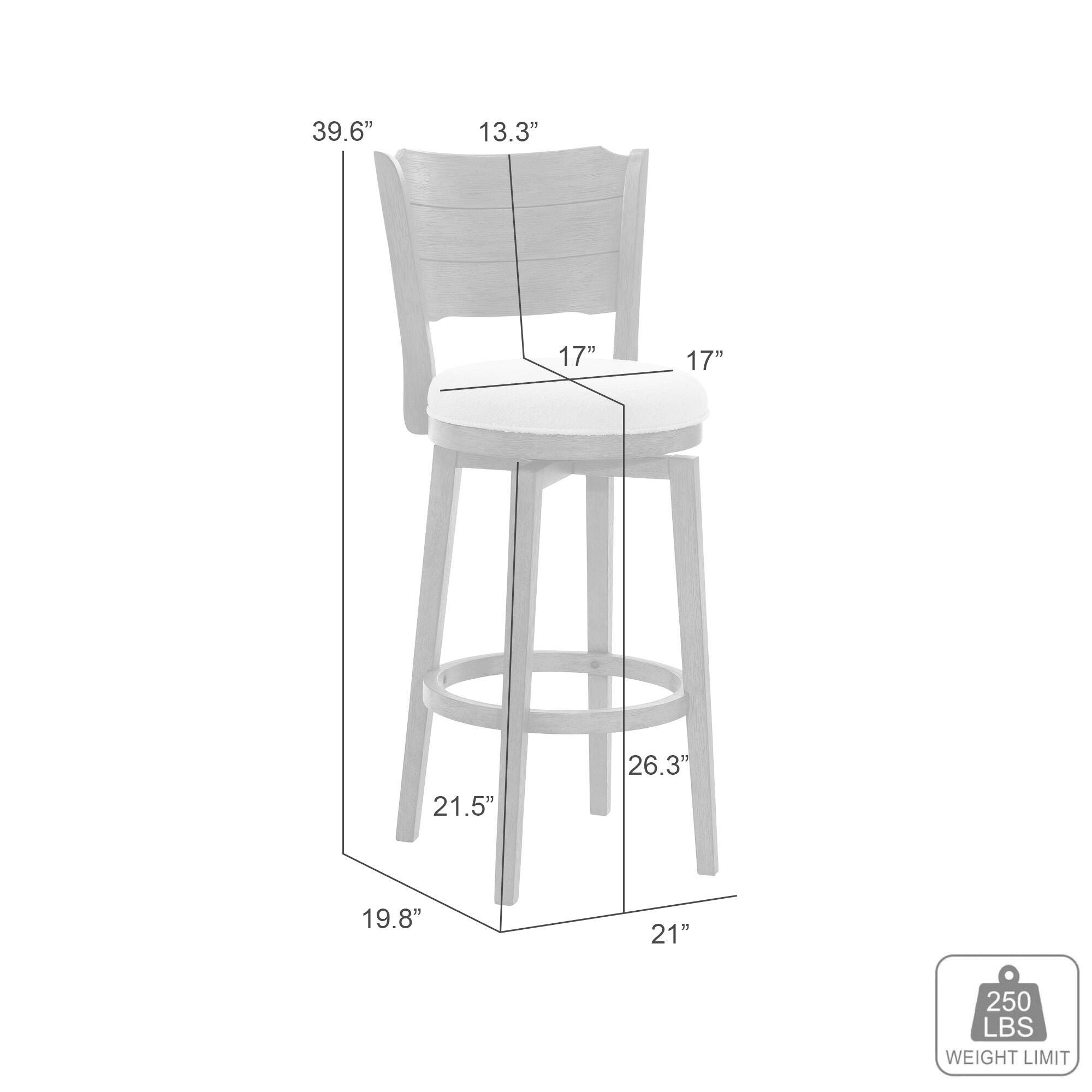 Armen Living Winsley Counter Height Bar Stool, White/Amber Glow, large