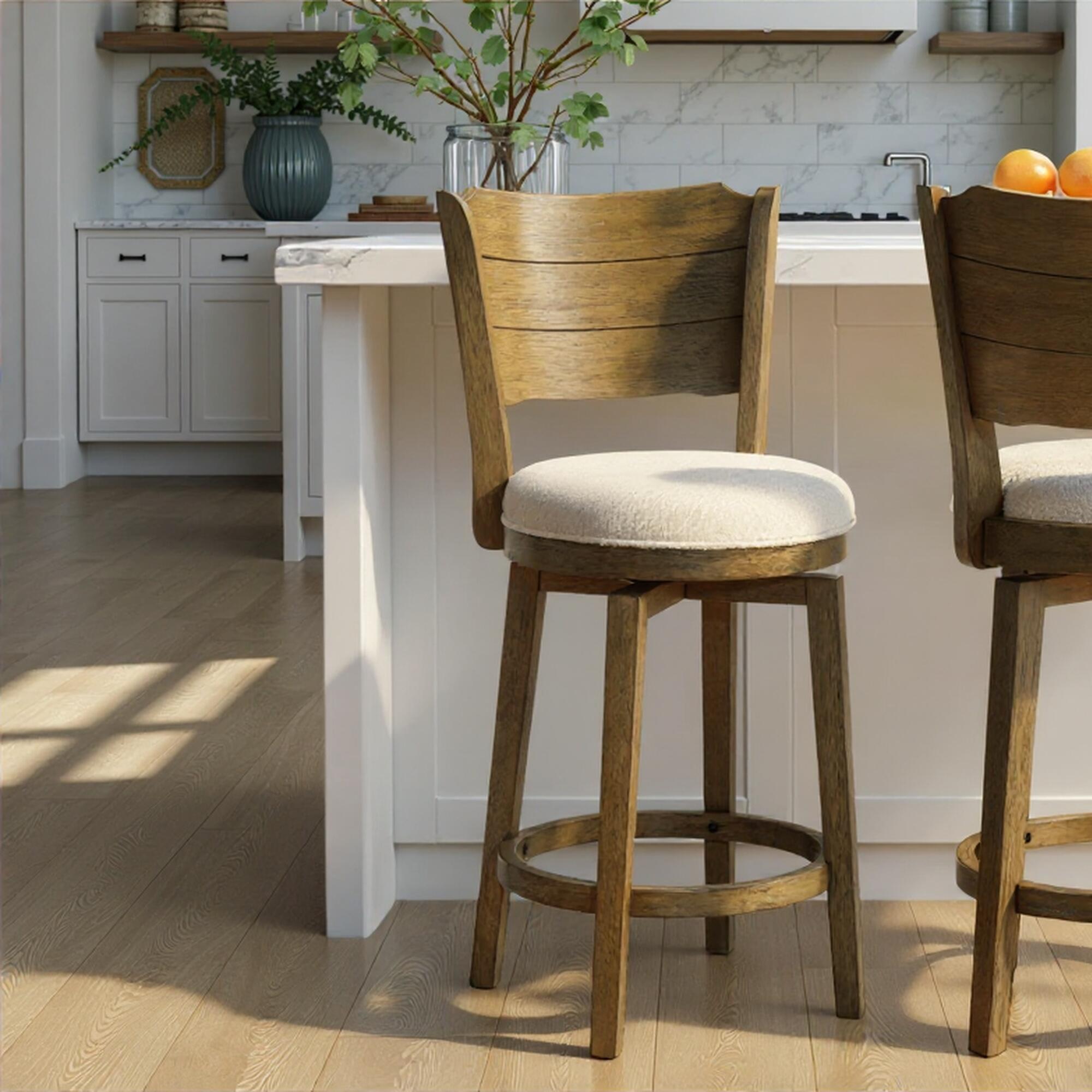 Armen Living Winsley Counter Height Bar Stool, White/Putty Brown, large
