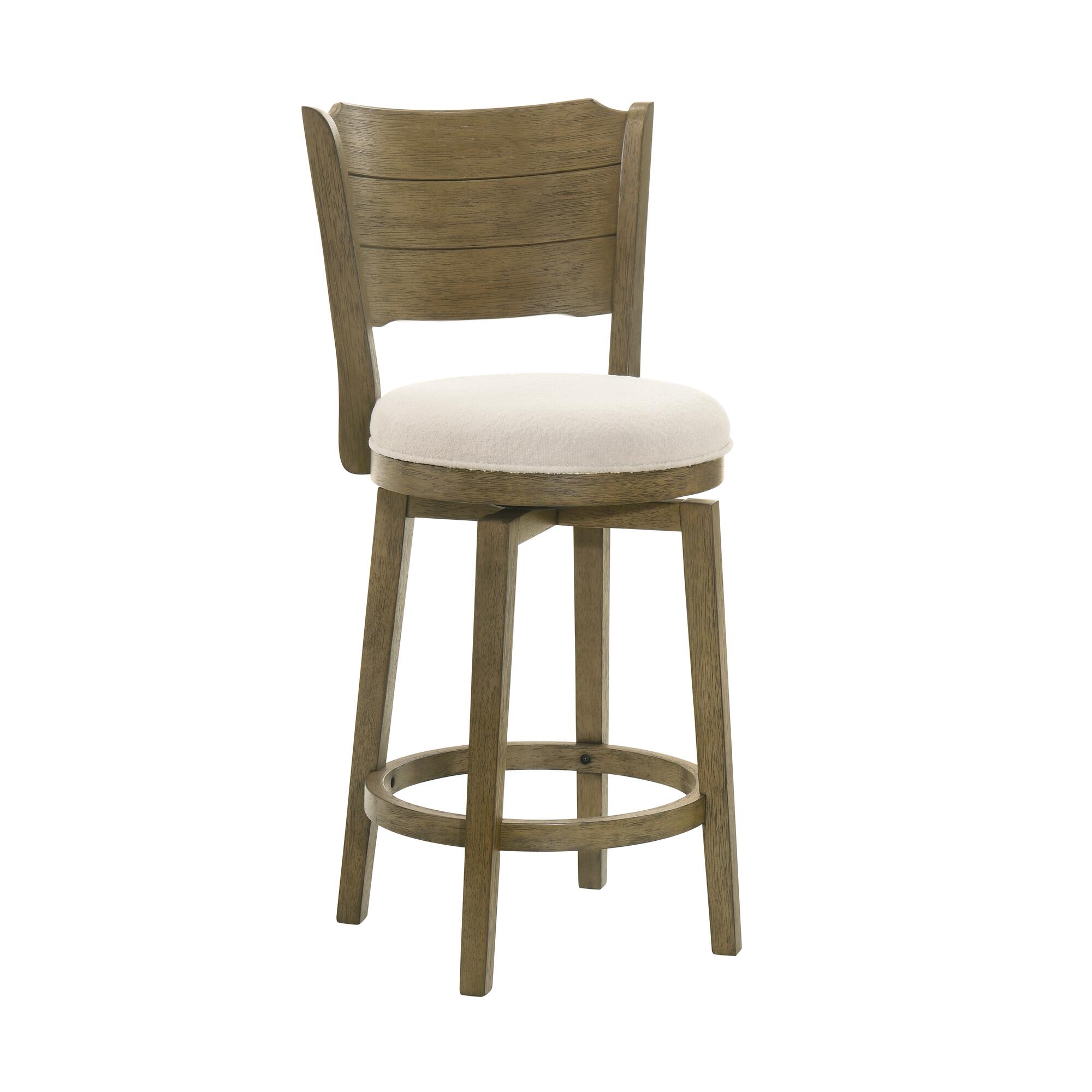 Armen Living Winsley Counter Height Bar Stool, White/Putty Brown, large