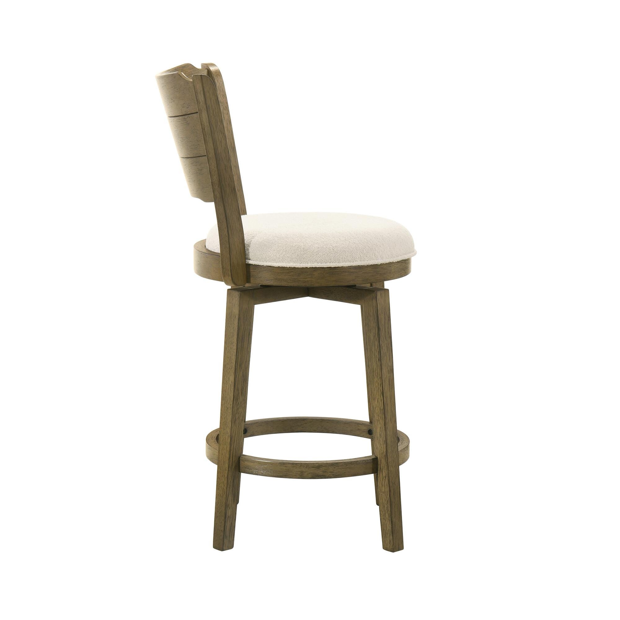 Armen Living Winsley Counter Height Bar Stool, White/Putty Brown, large