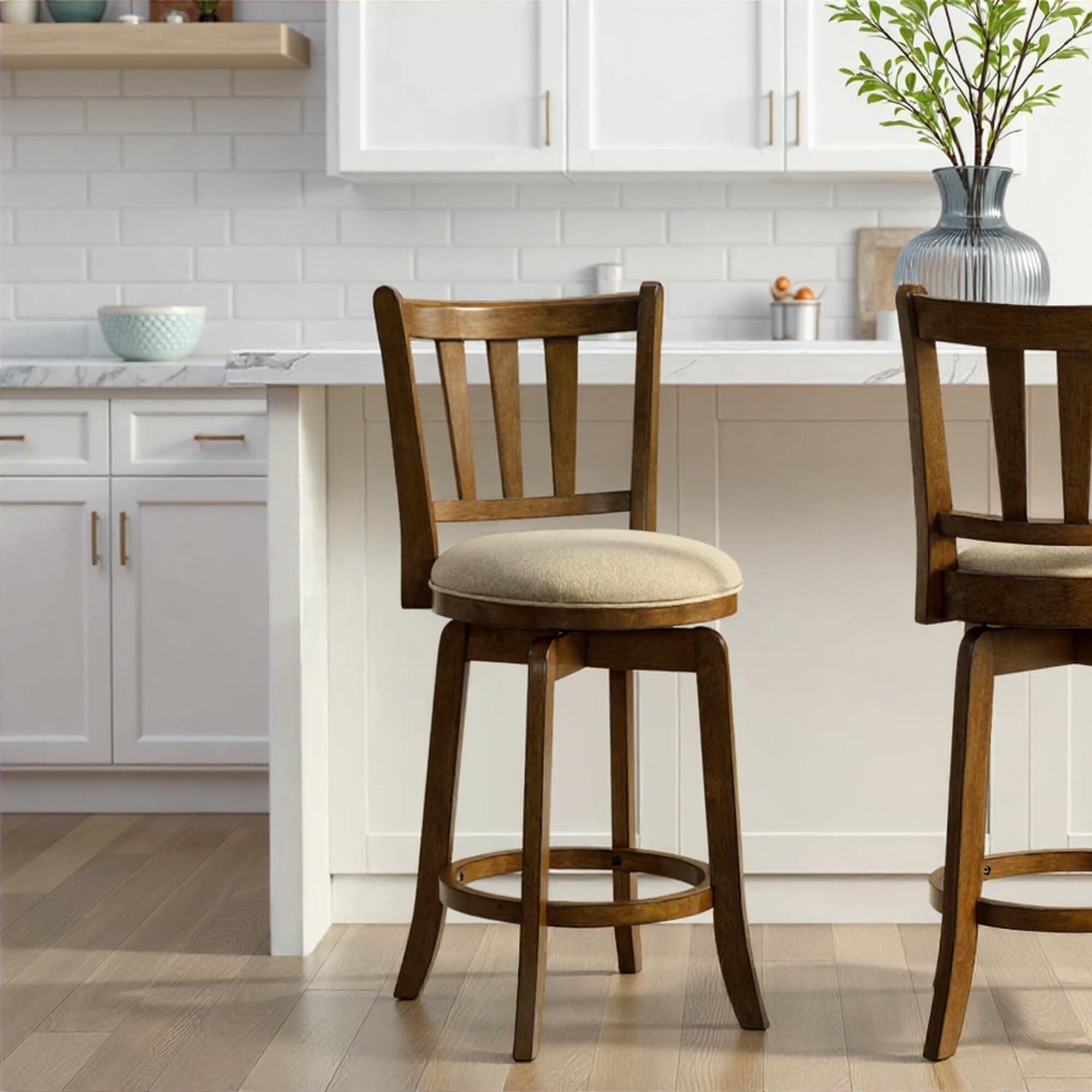Armen Living Wren Counter Height Bar Stool, Gray/Sepia Brown, rollover
