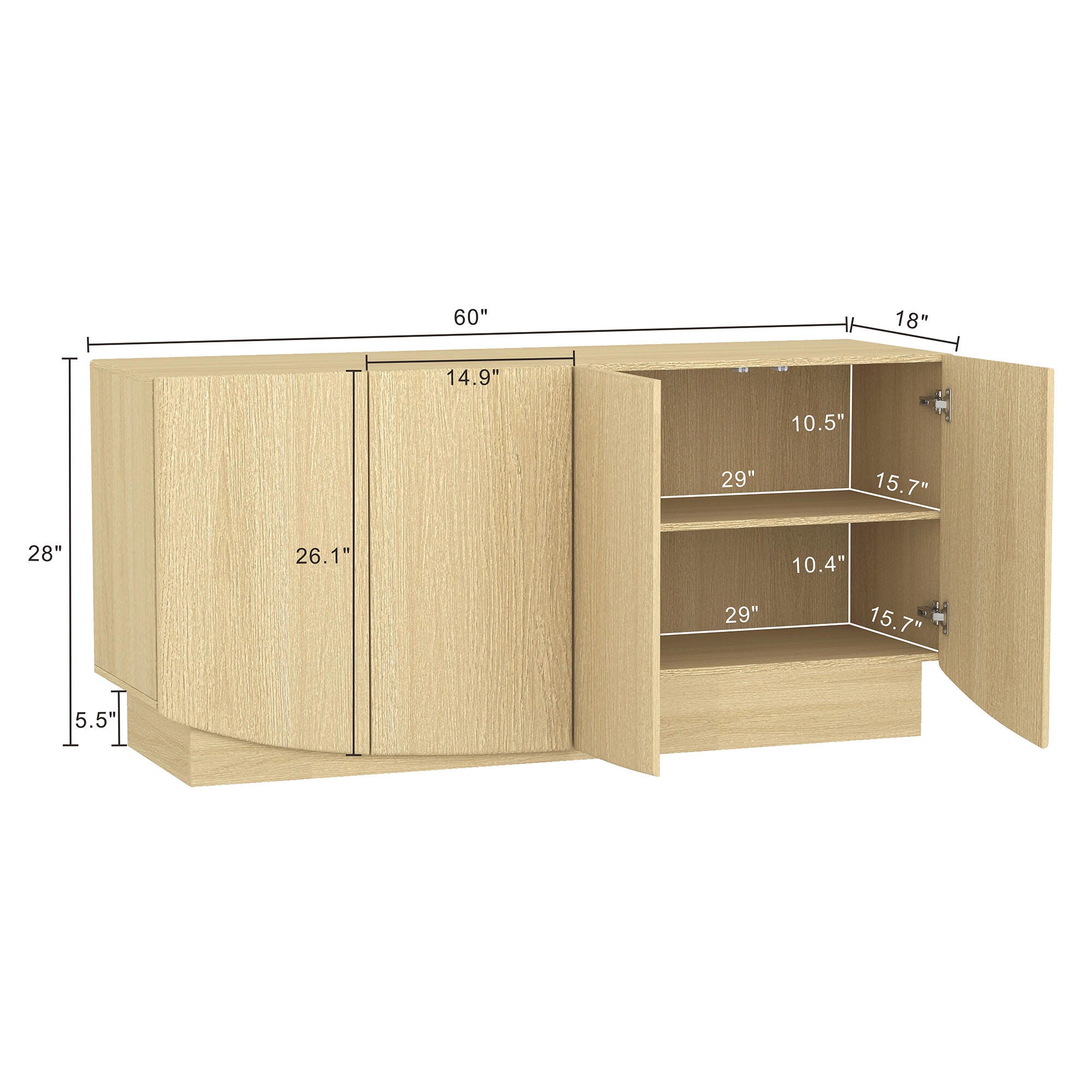 Manhattan Comfort Ardea Sideboard, Natural Oak, large