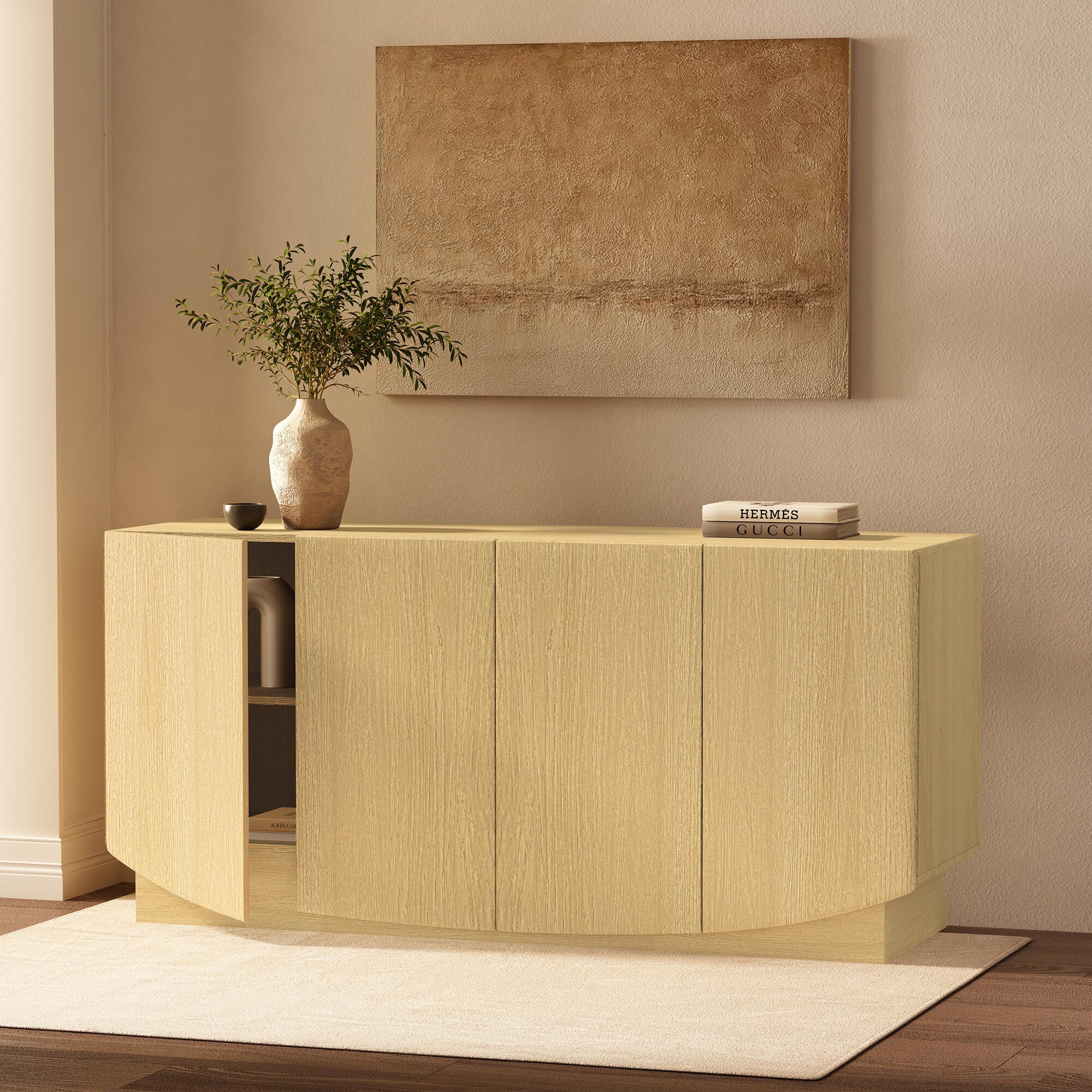 Manhattan Comfort Ardea Sideboard, Natural Oak, large