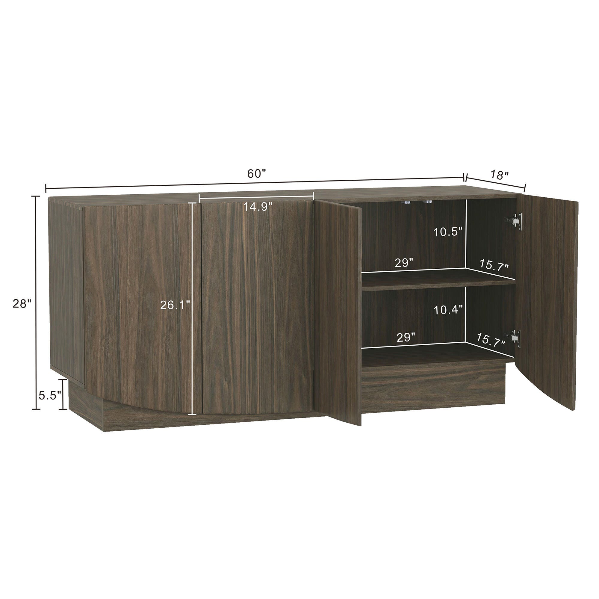 Manhattan Comfort Ardea Sideboard, Walnut, large