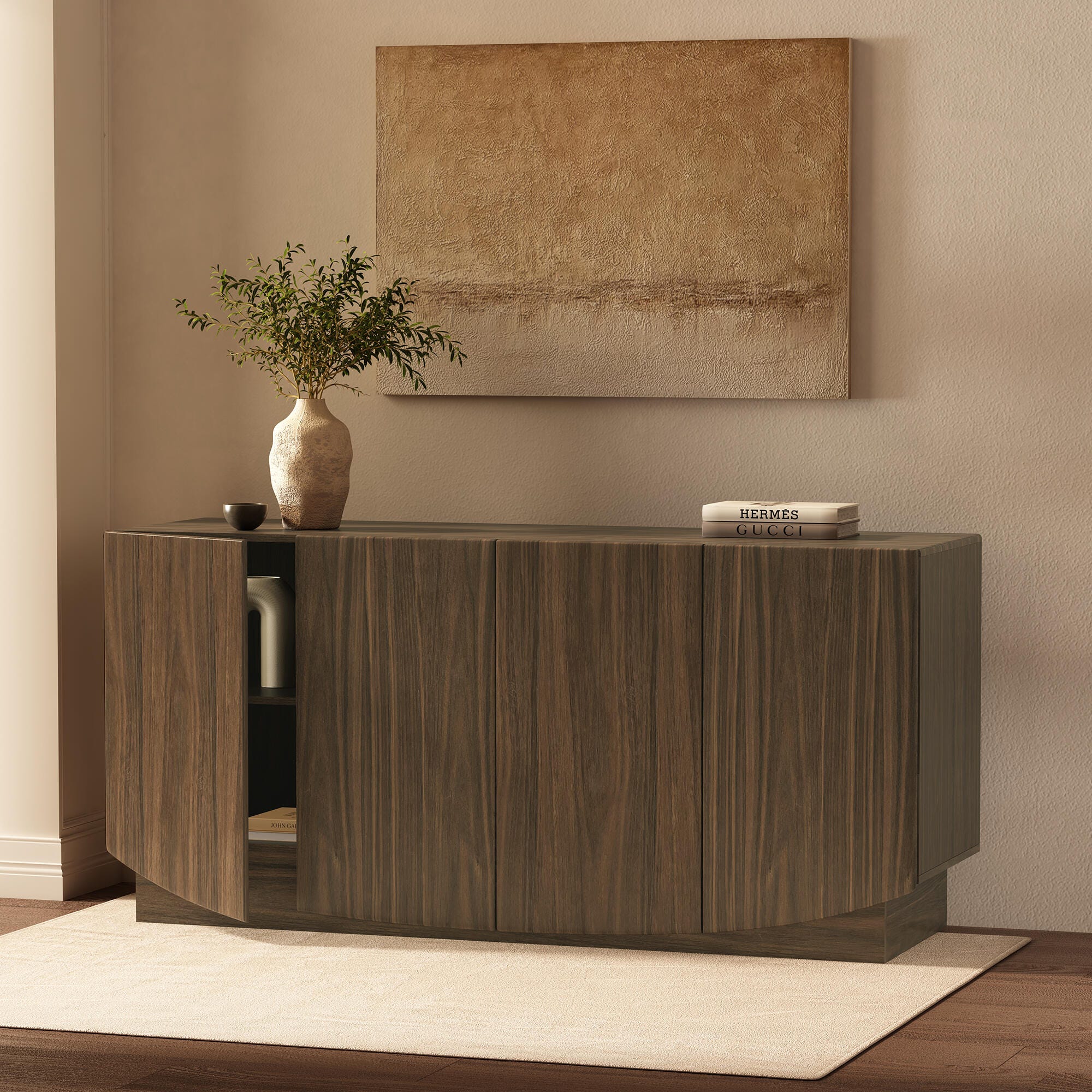 Manhattan Comfort Ardea Sideboard, Walnut, large