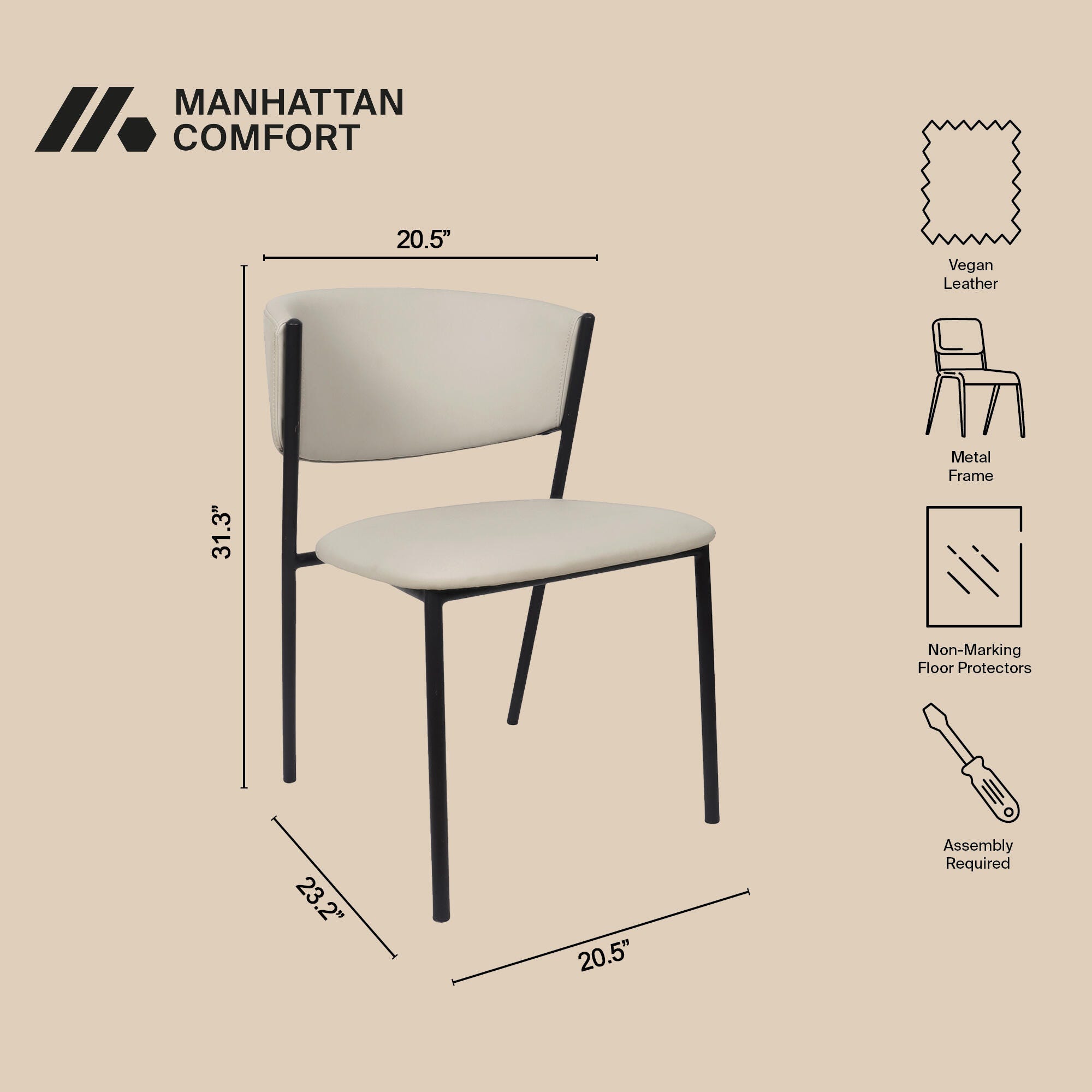Manhattan Comfort Drift Dining Chair (Set of 4), Stone Gray, large