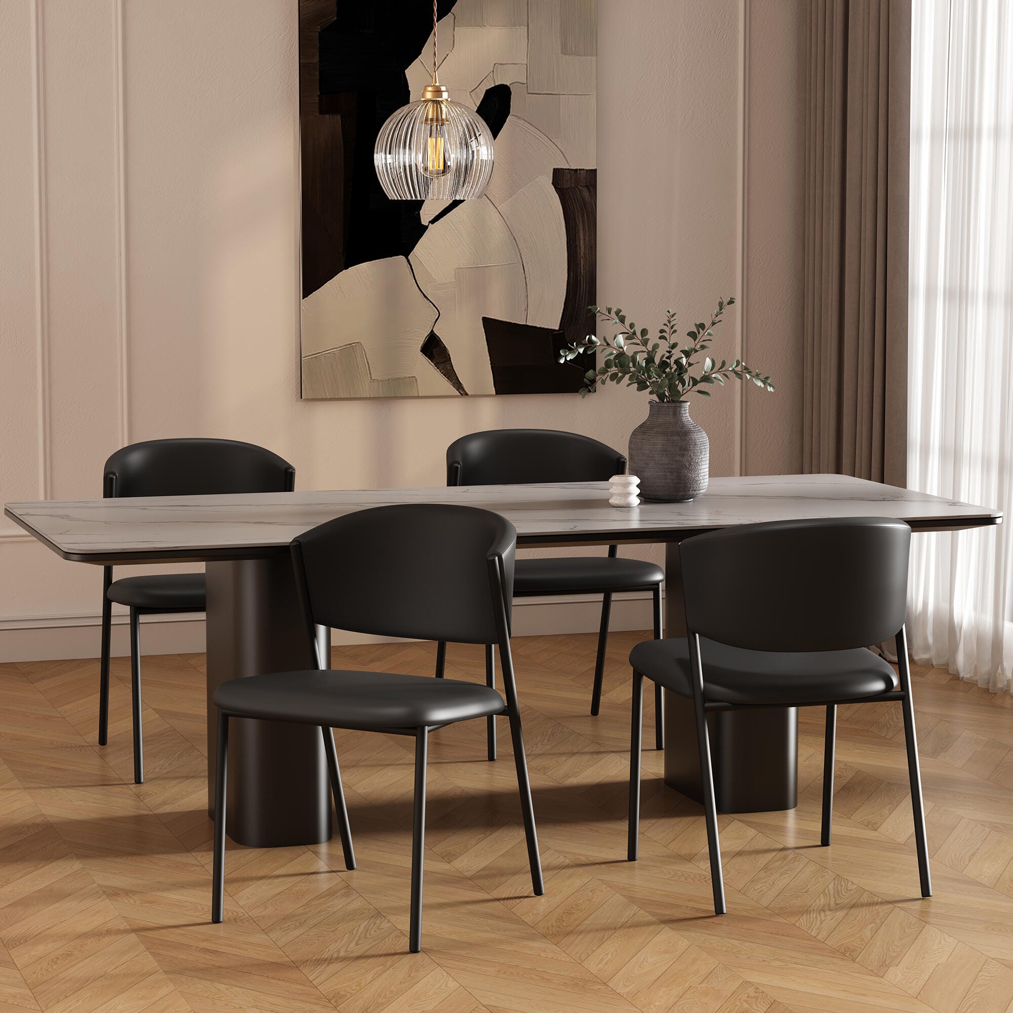 Manhattan Comfort Drift Dining Chair (Set of 4), Black, large