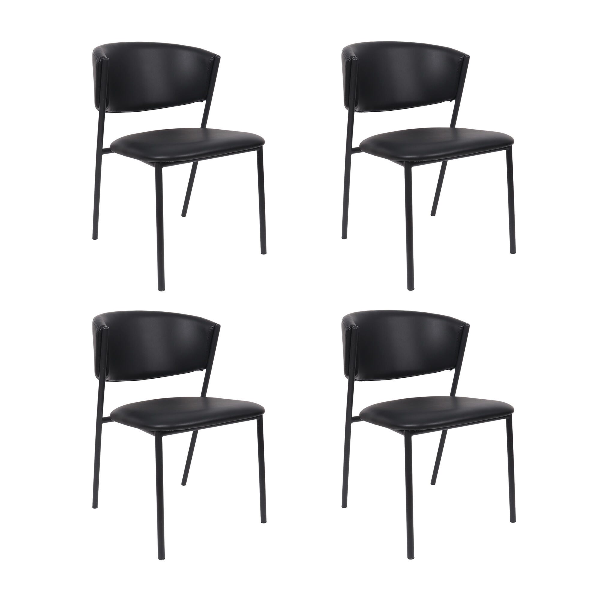 Manhattan Comfort Drift Dining Chair (Set of 4), Black, large