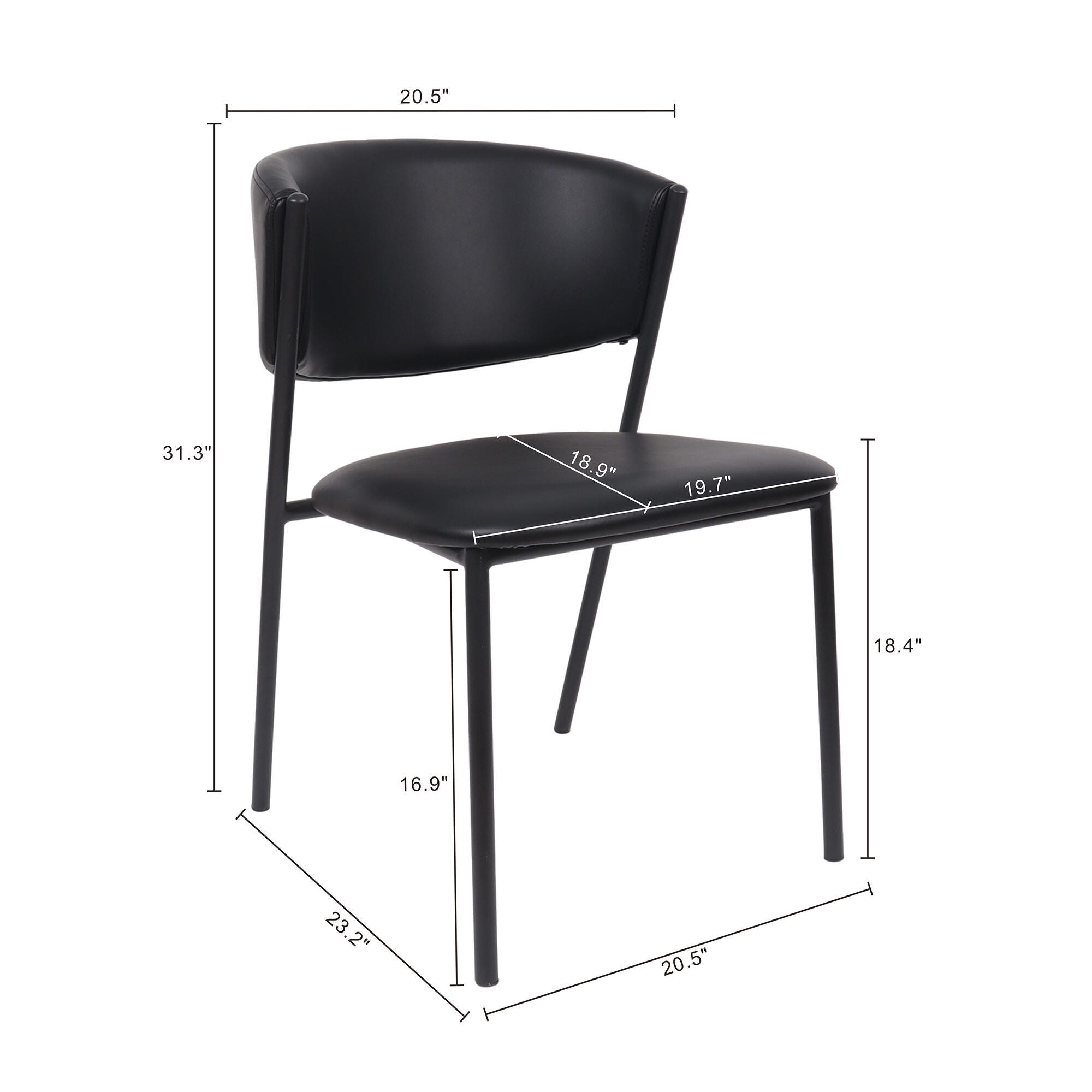 Manhattan Comfort Drift Dining Chair (Set of 4), Black, large