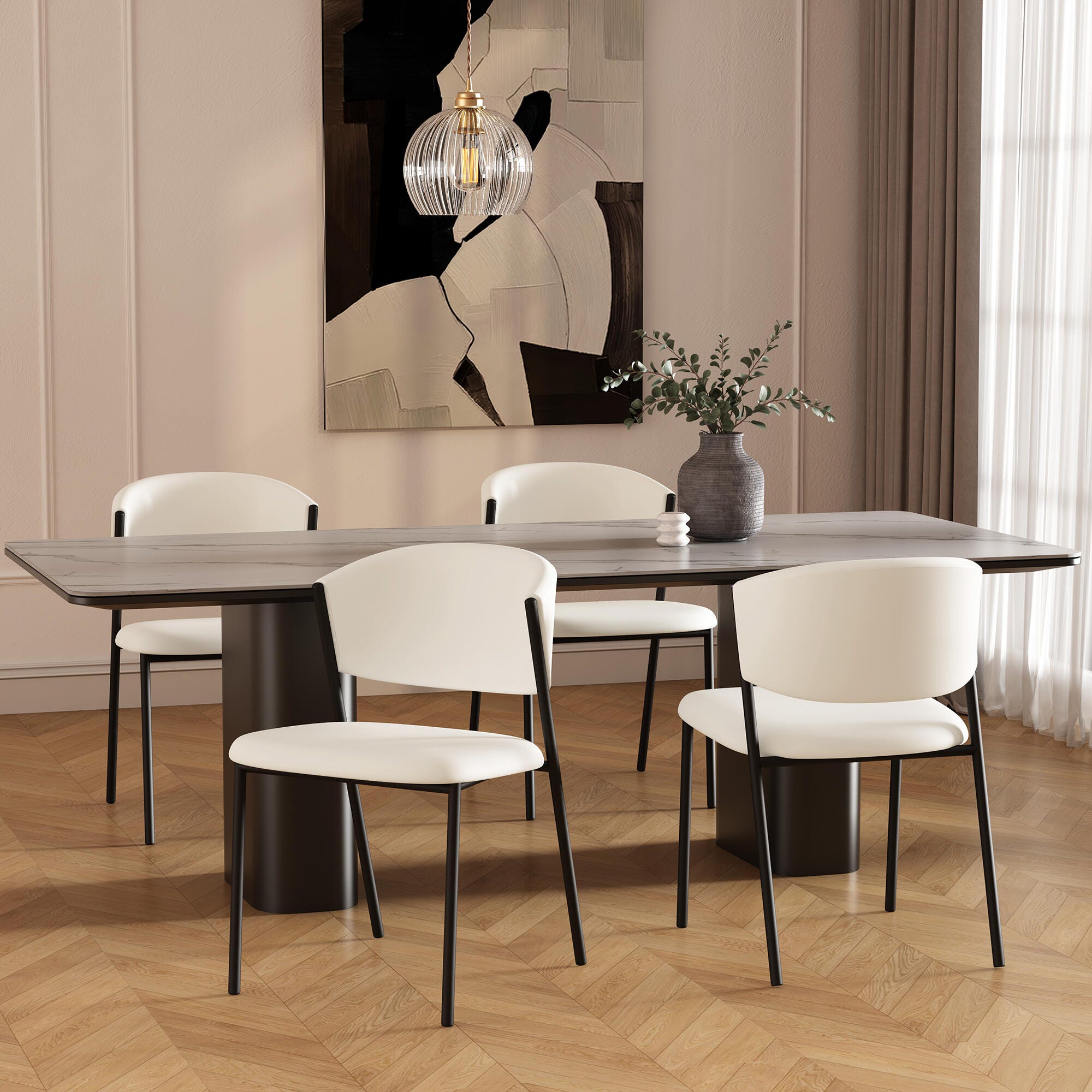 Manhattan Comfort Drift Dining Chair (Set of 4), Ivory, rollover