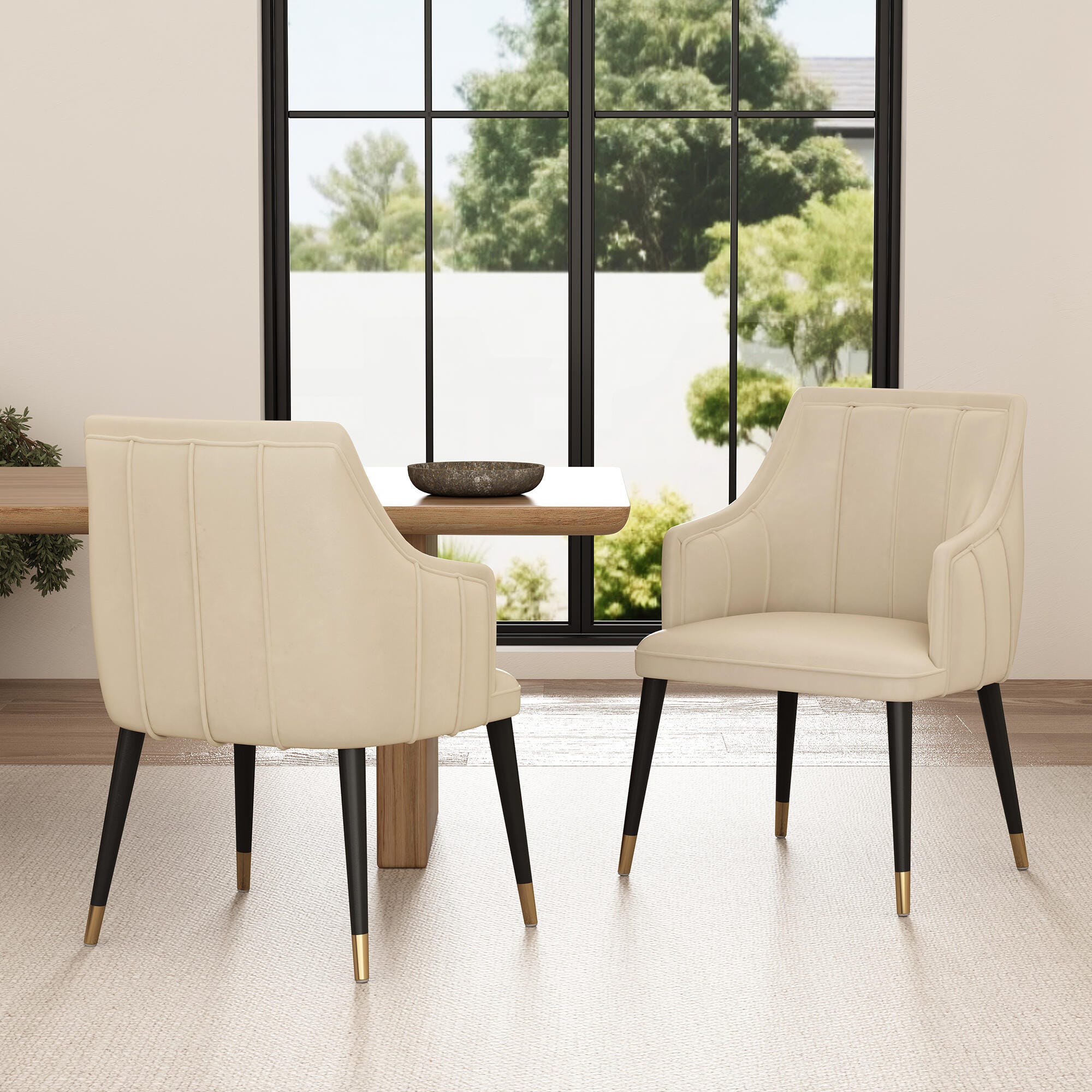 Manhattan Comfort Eda Dining Armchair, Cream, large