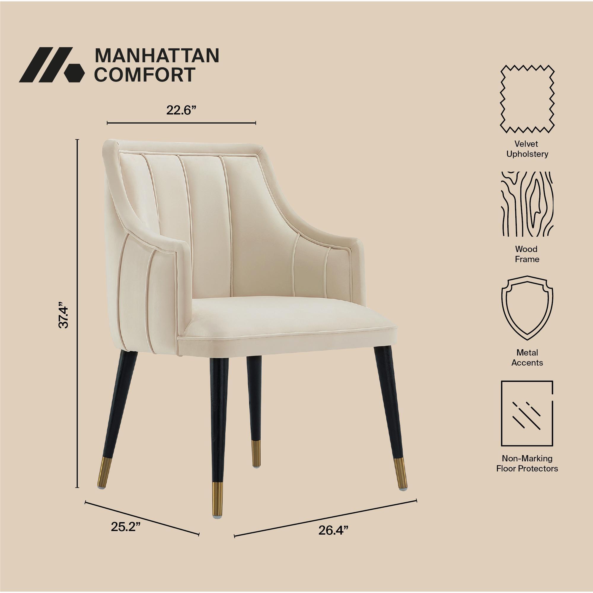 Manhattan Comfort Eda Dining Armchair, Cream, large