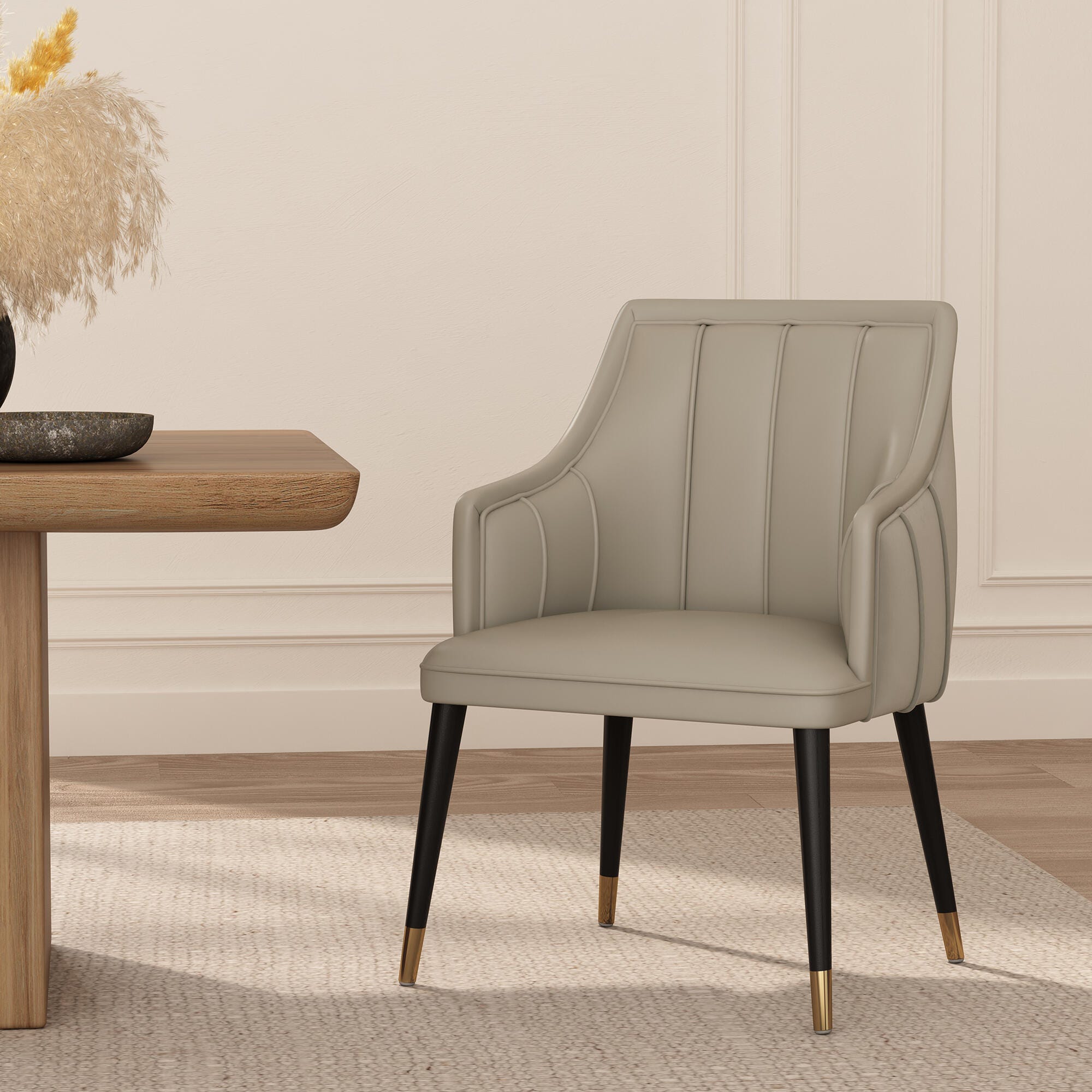 Manhattan Comfort Eda Dining Armchair, Light Gray, rollover
