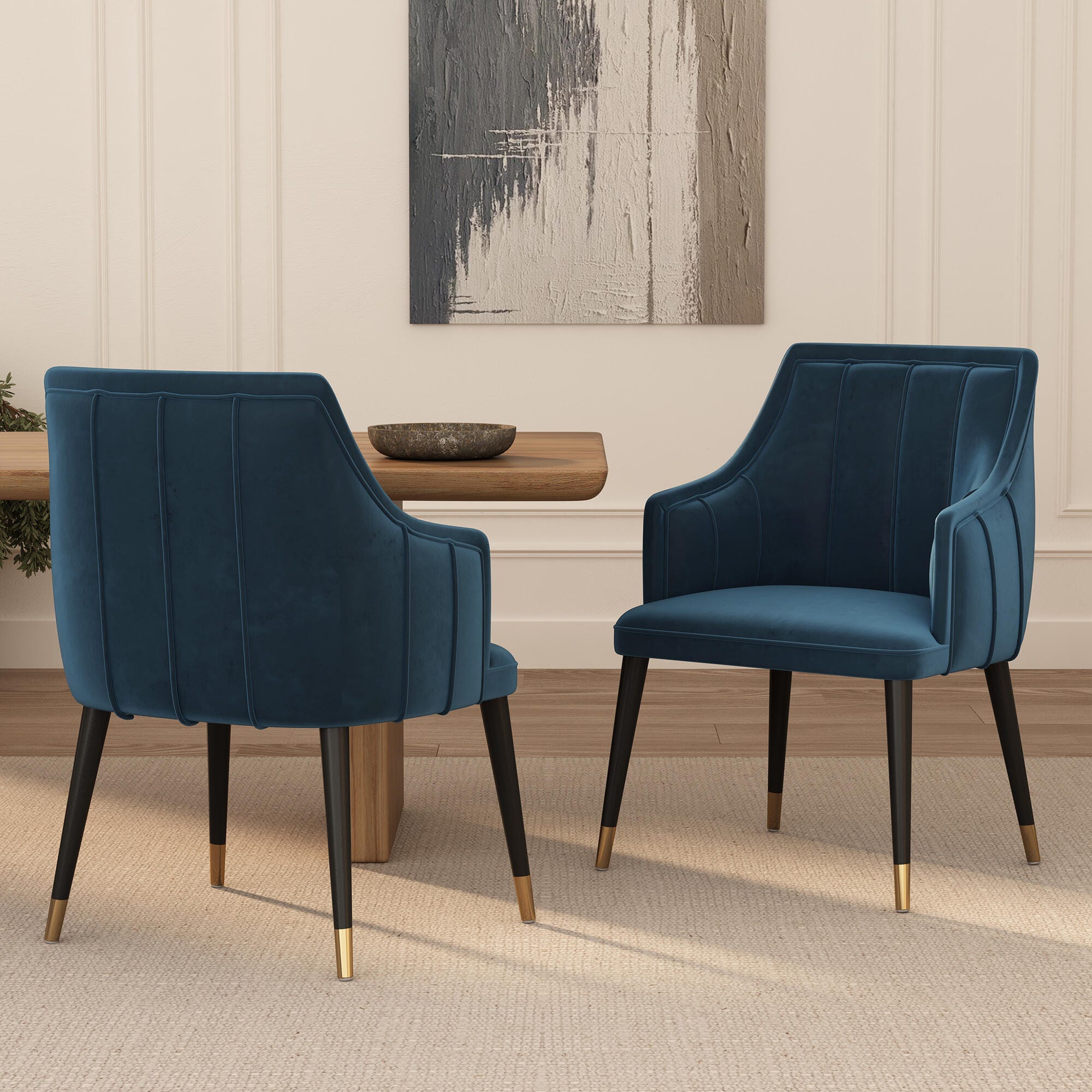 Manhattan Comfort Eda Solid Dining Armchair, Midnight Blue, large