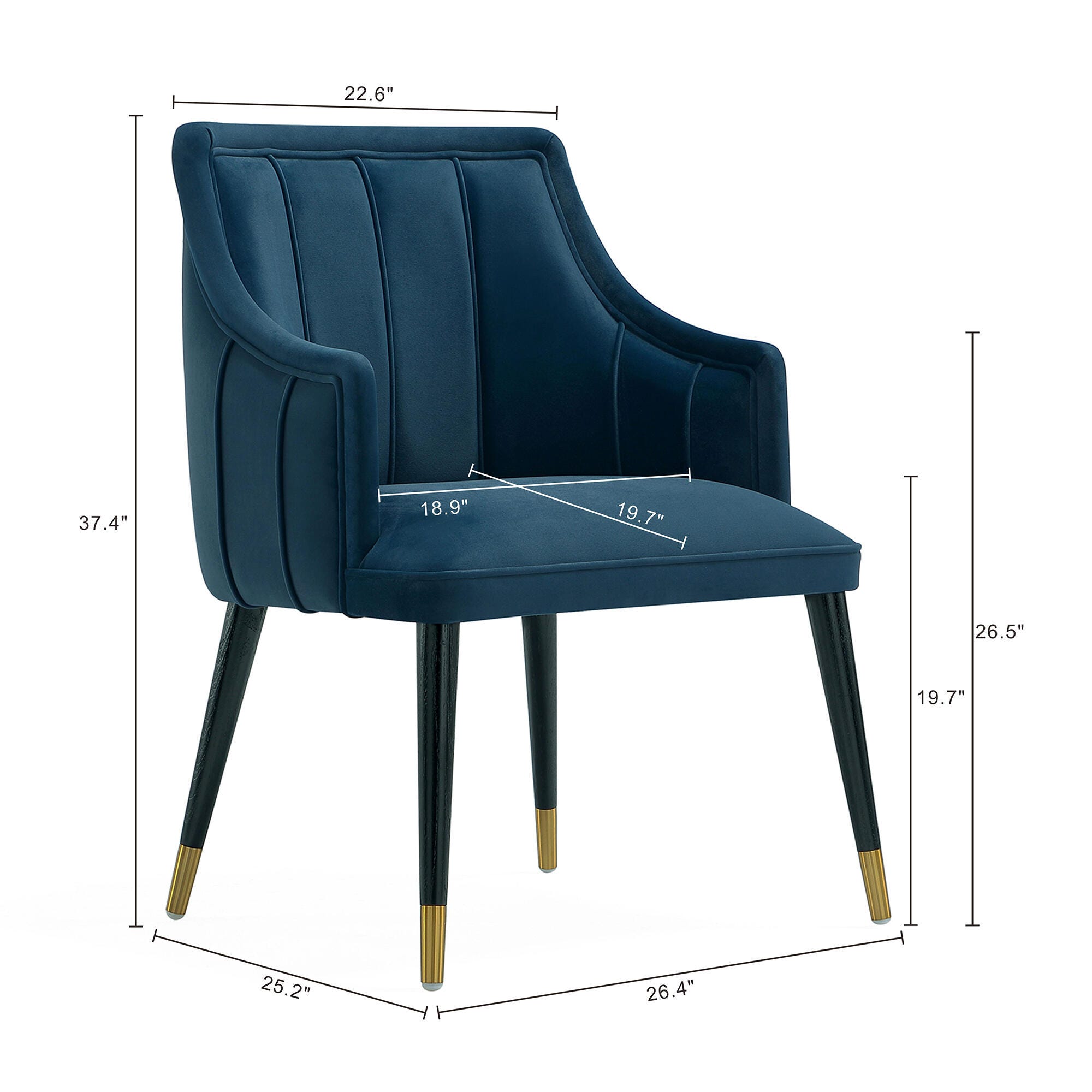 Manhattan Comfort Eda Solid Dining Armchair, Midnight Blue, large