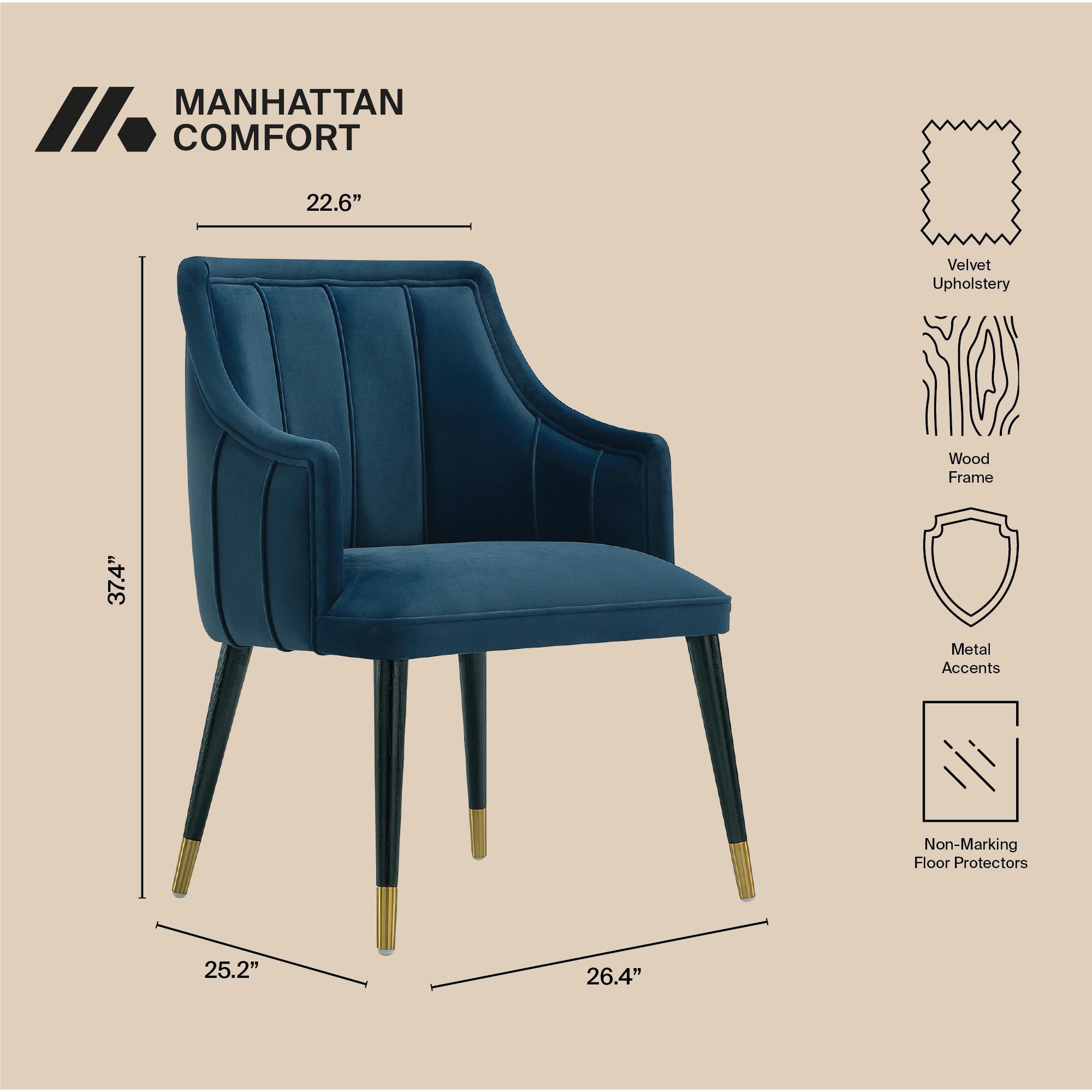 Manhattan Comfort Eda Solid Dining Armchair, Midnight Blue, large