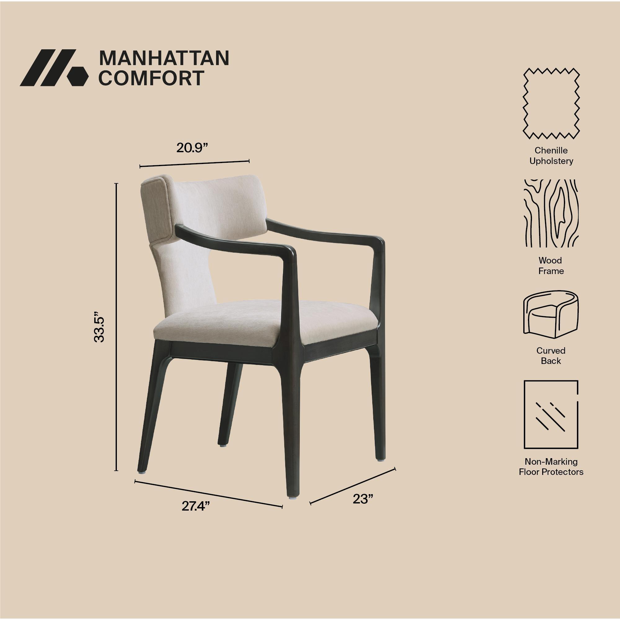 Manhattan Comfort Eloria Dining Armchair, Taupe, large
