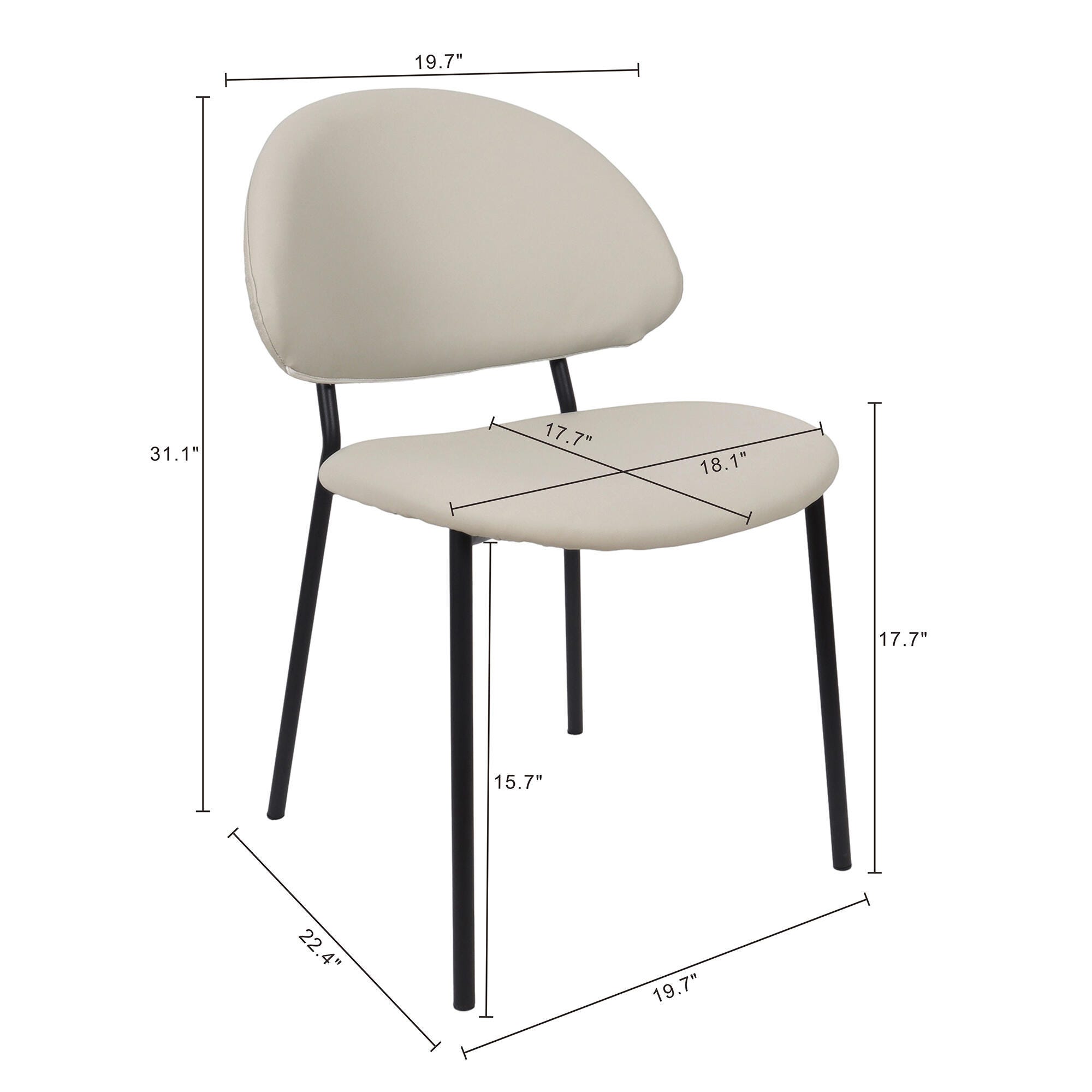 Manhattan Comfort Haven Dining Chair (Set of 4), Stone Gray, large