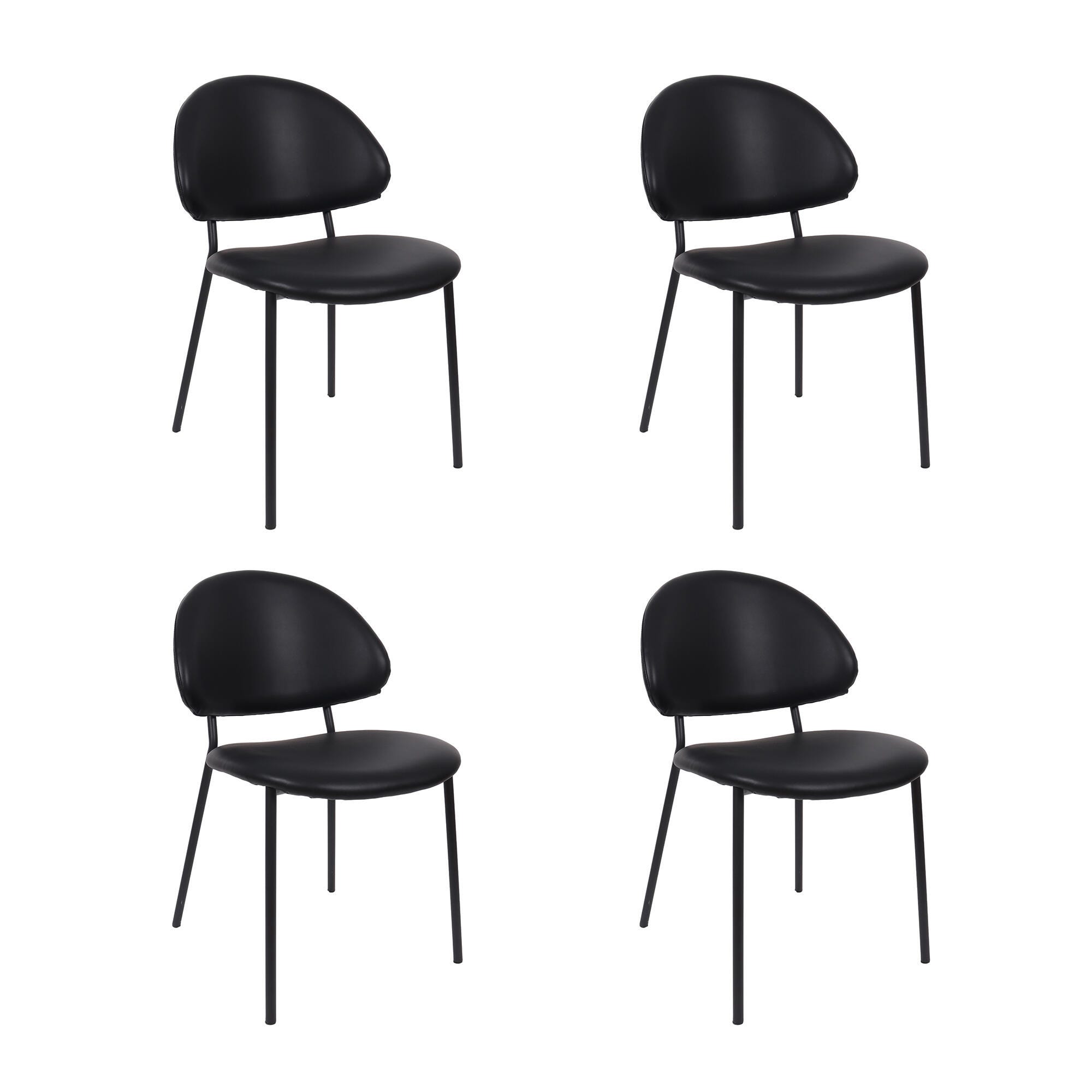 Manhattan Comfort Haven Dining Chair (Set of 4), Black, large