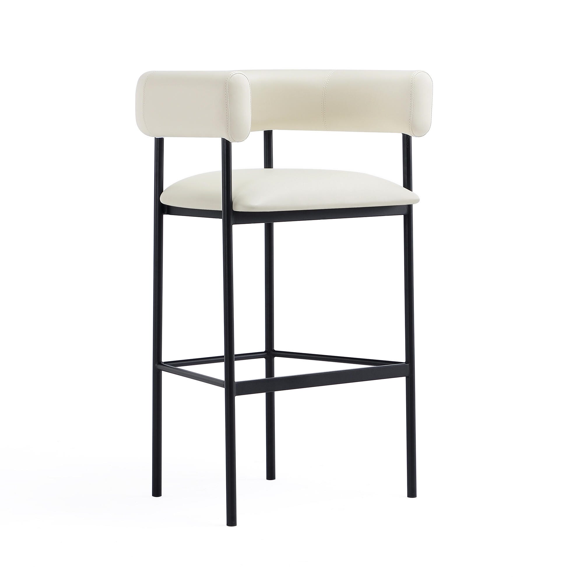 Manhattan Comfort Onda Bar Height Bar Stool, Ivory, large