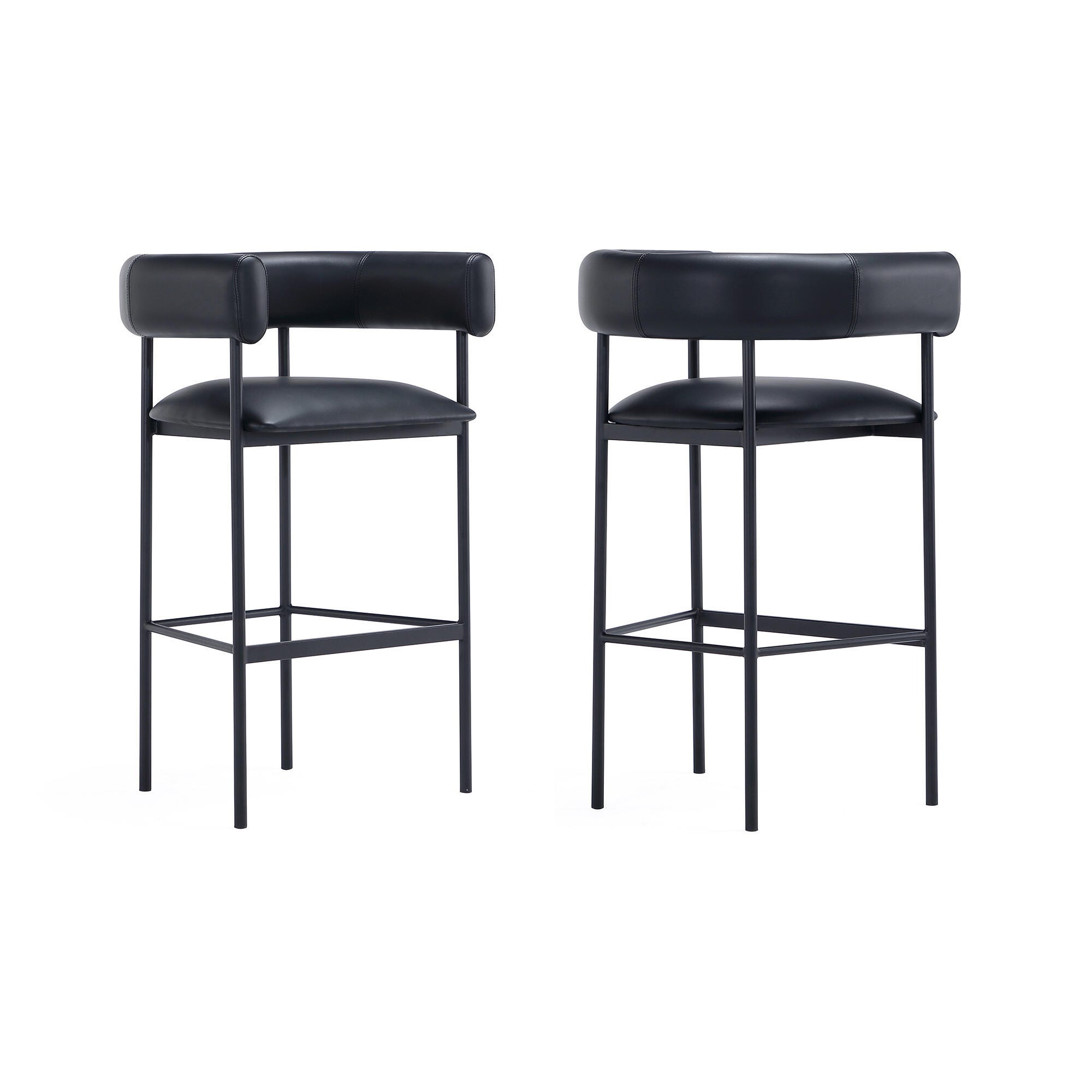 Manhattan Comfort Onda Bar Height Bar Stool, Black, large