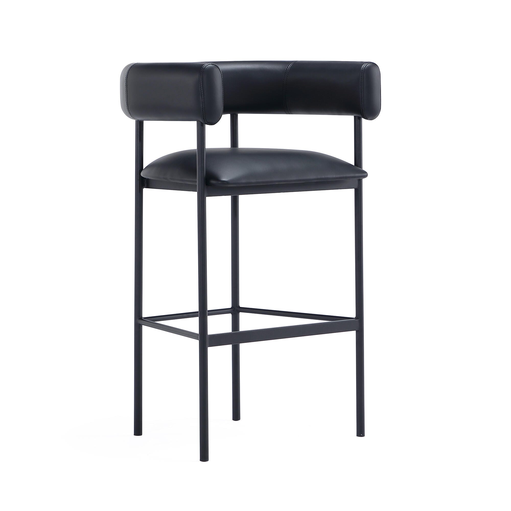 Manhattan Comfort Onda Bar Height Bar Stool, Black, large