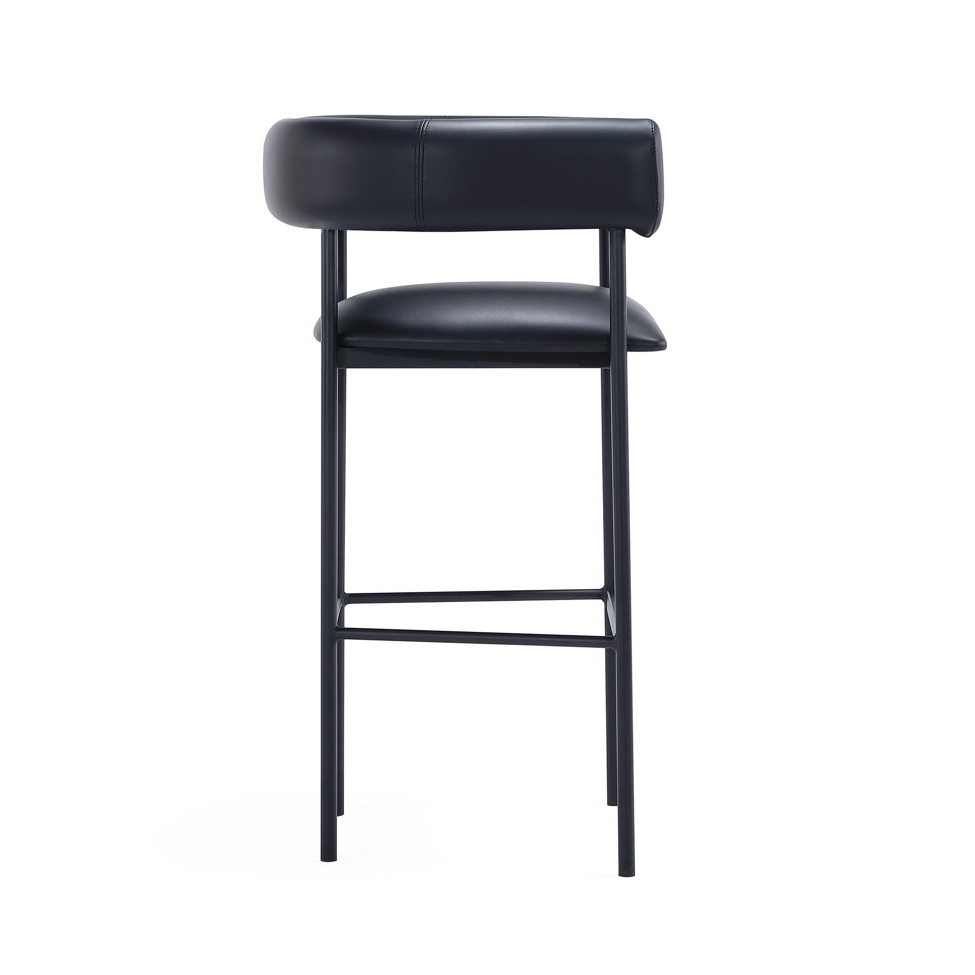 Manhattan Comfort Onda Bar Height Bar Stool, Black, large