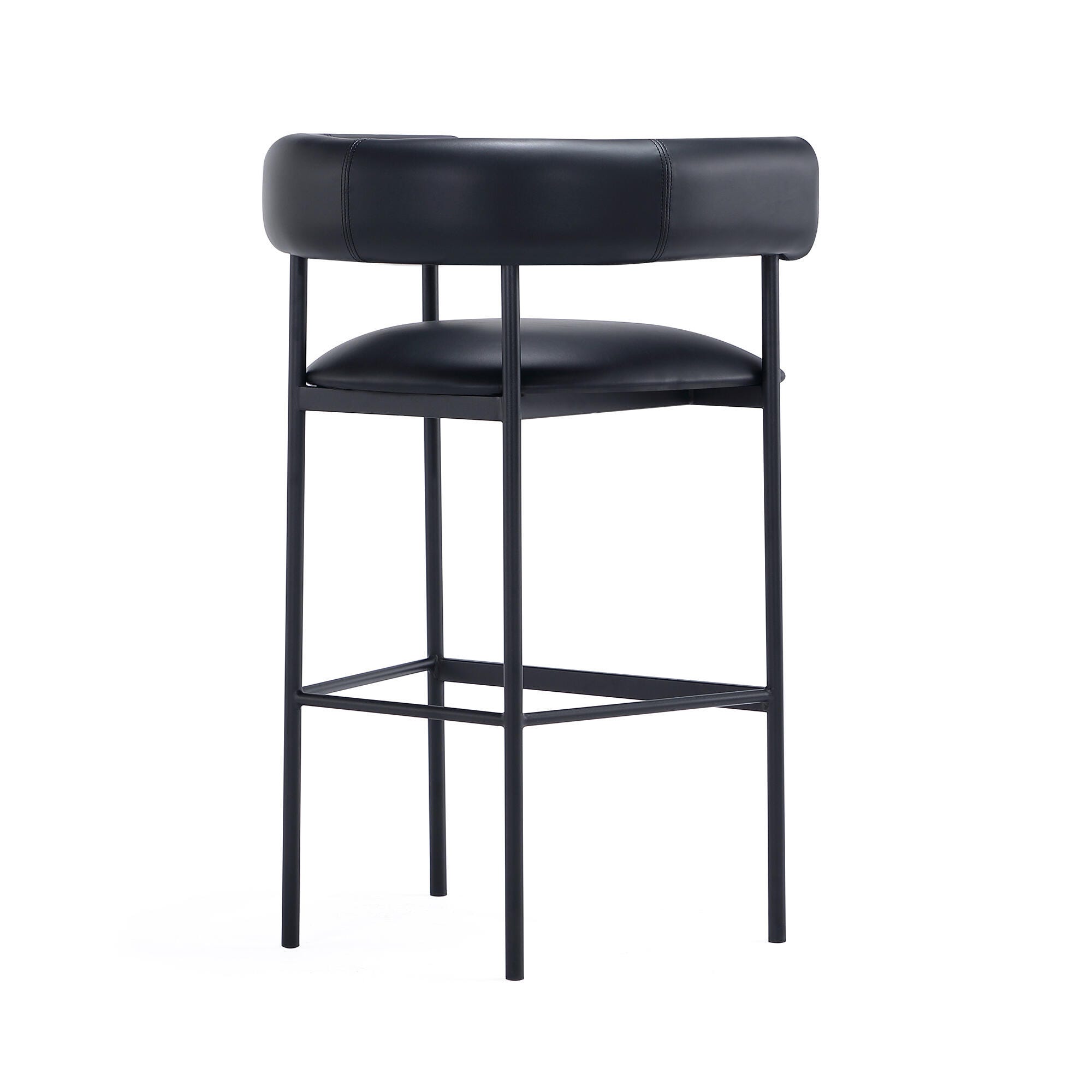 Manhattan Comfort Onda Bar Height Bar Stool, Black, large