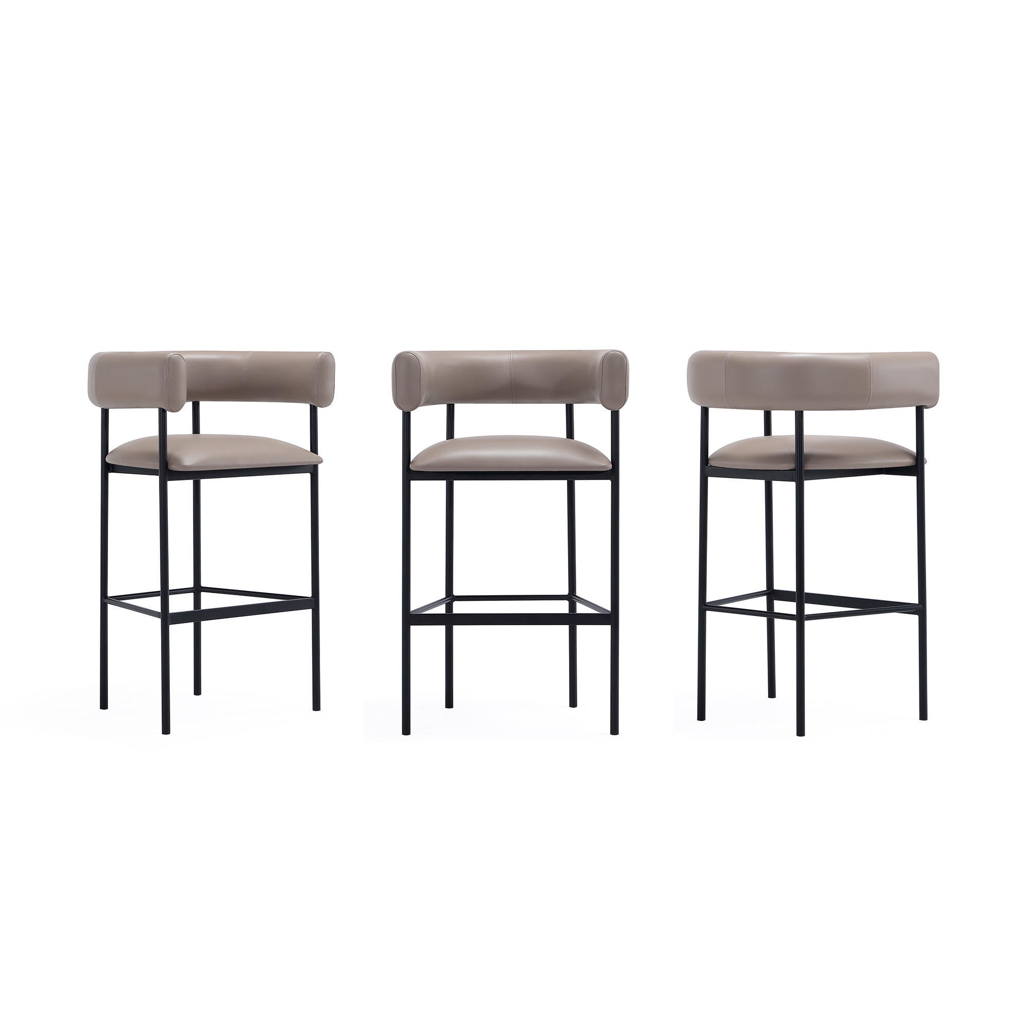 Manhattan Comfort Onda Bar Height Bar Stool, Taupe, large