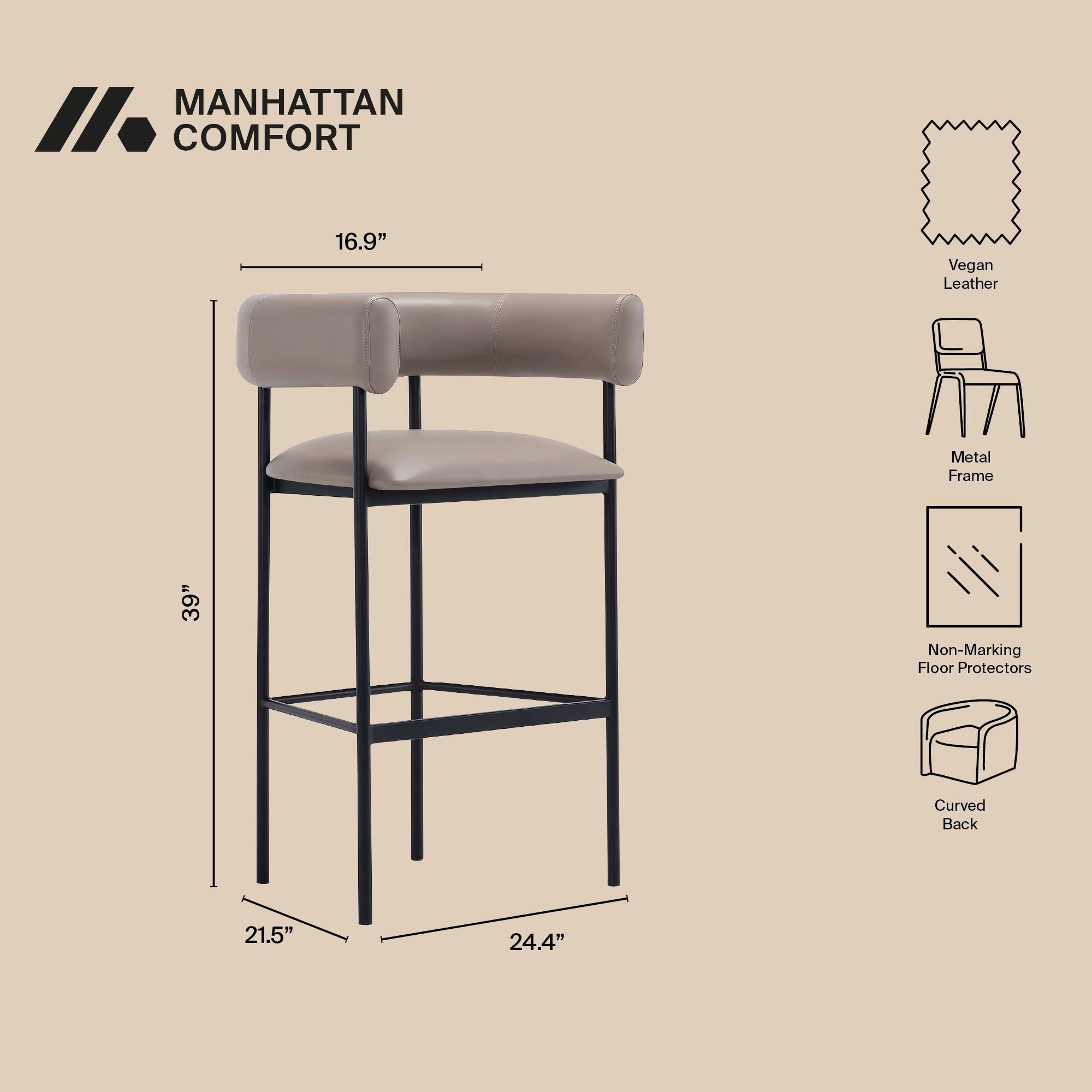 Manhattan Comfort Onda Bar Height Bar Stool, Taupe, large