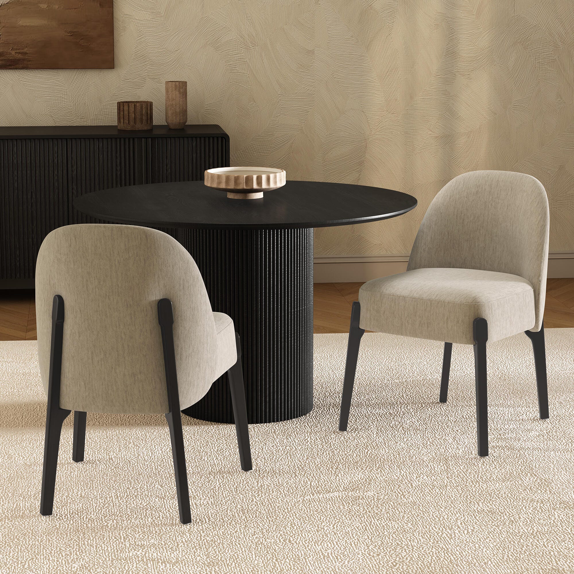 Manhattan Comfort Oslo Dining Chair (Set of 2), Taupe, rollover